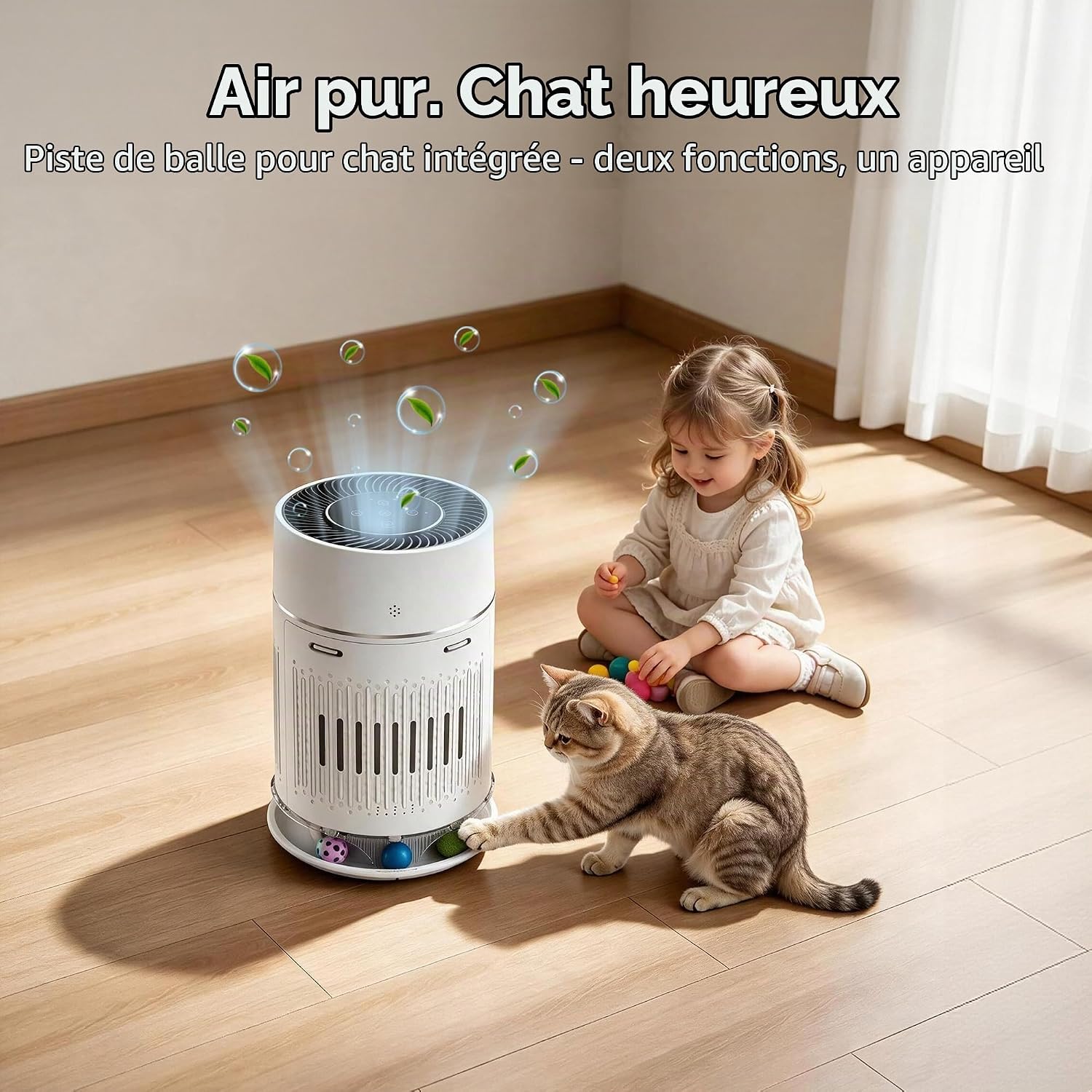 Thumbnail 5 de SureAire AP-D1-SP201-B luchtreiniger voor katten met H13 HEPA-filter en speelbal