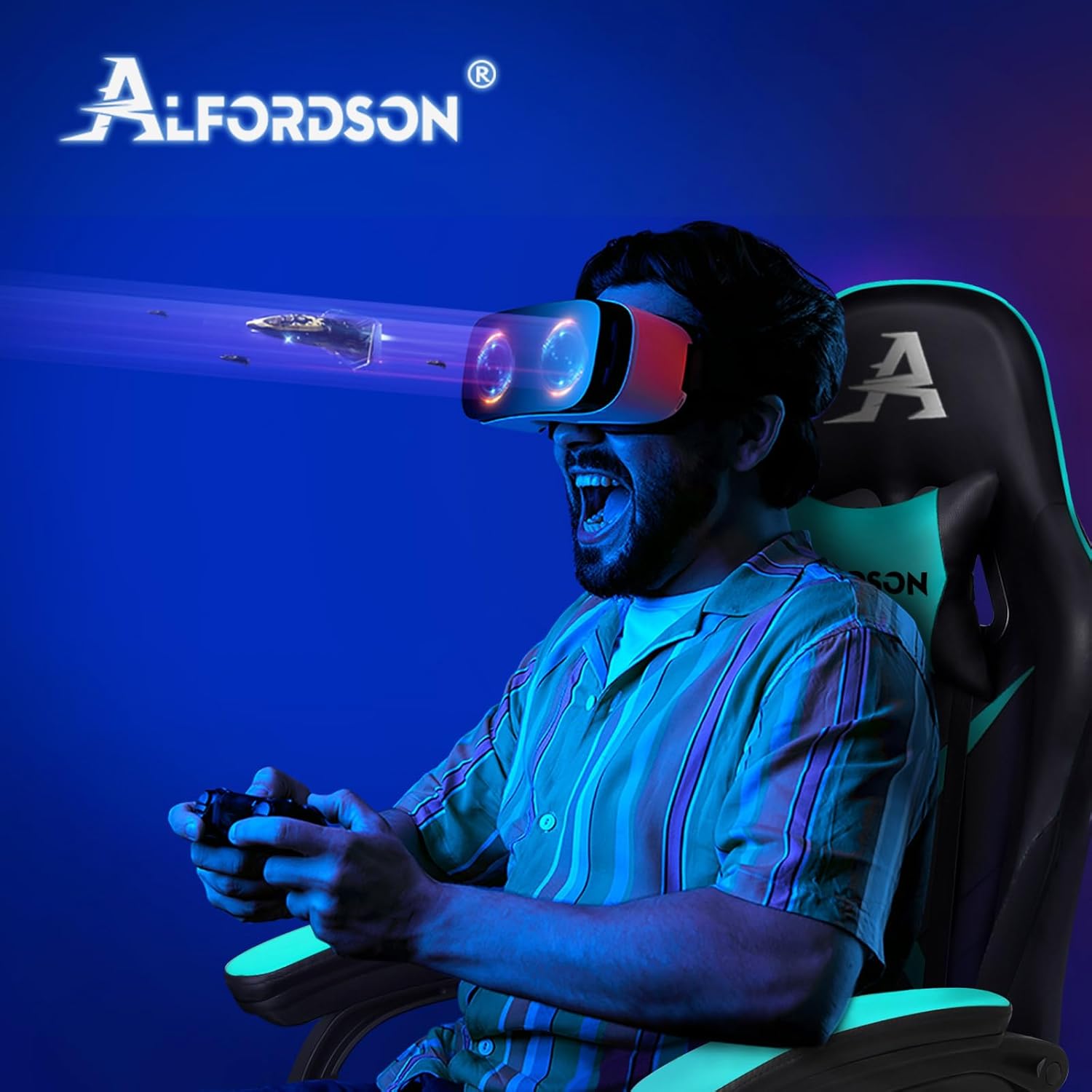 Thumbnail 6 de ALFORDSON Chaise Gaming Xavier — Chaise ergonomique avec massage lombaire, repose-pieds et dossier inclinable