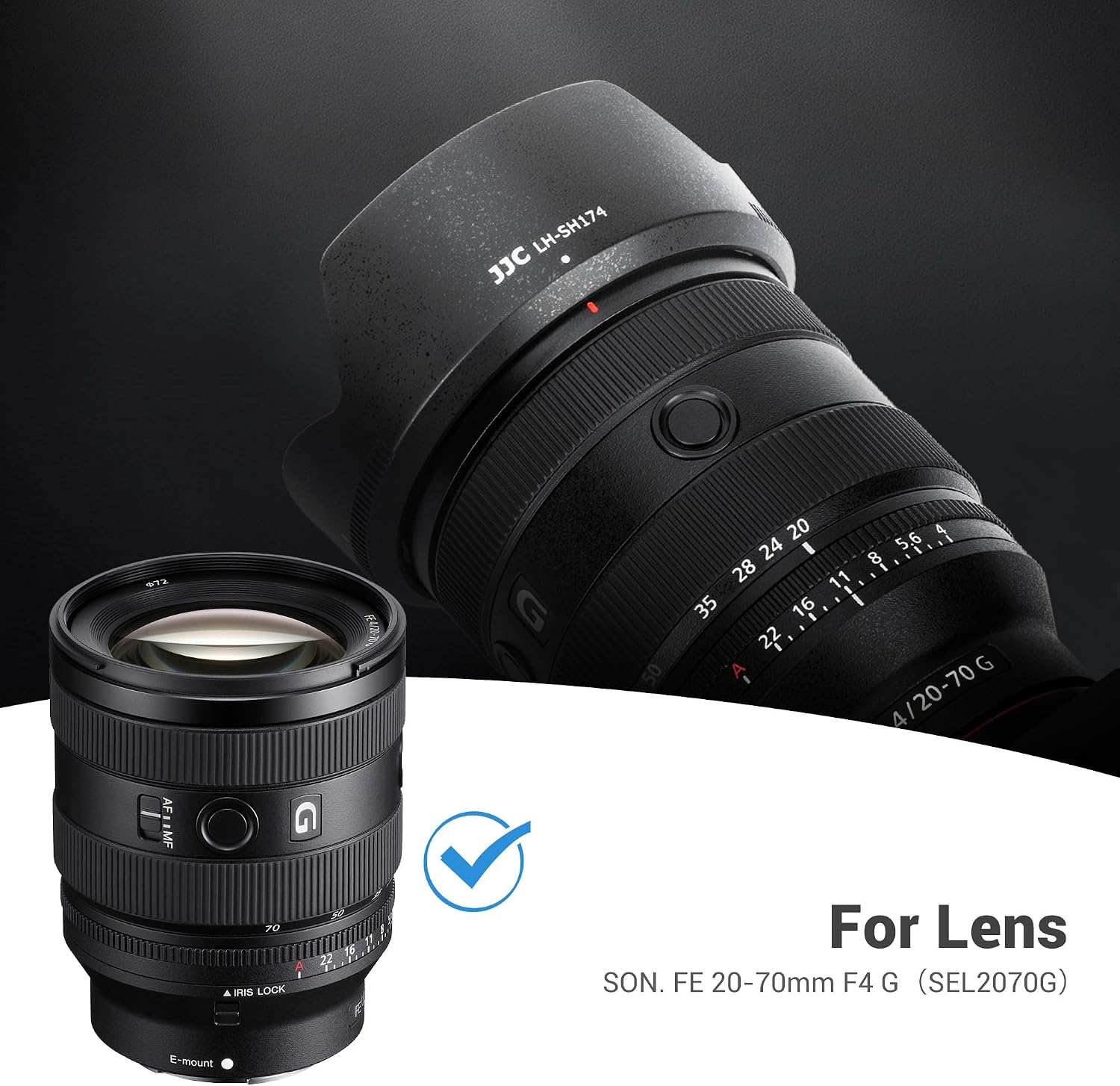 Thumbnail 1 de JJC Bayonet ALC-SH174 lens hood for Sony FE 20-70mm F4 G (SEL2070G) — replaces ALC-SH174
