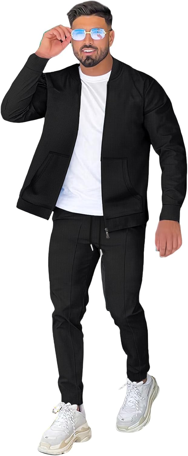 Thumbnail 6 de DONYKARRY Men's Tracksuits 2 Pieces: Lightweight Baseball Collar Sweatset