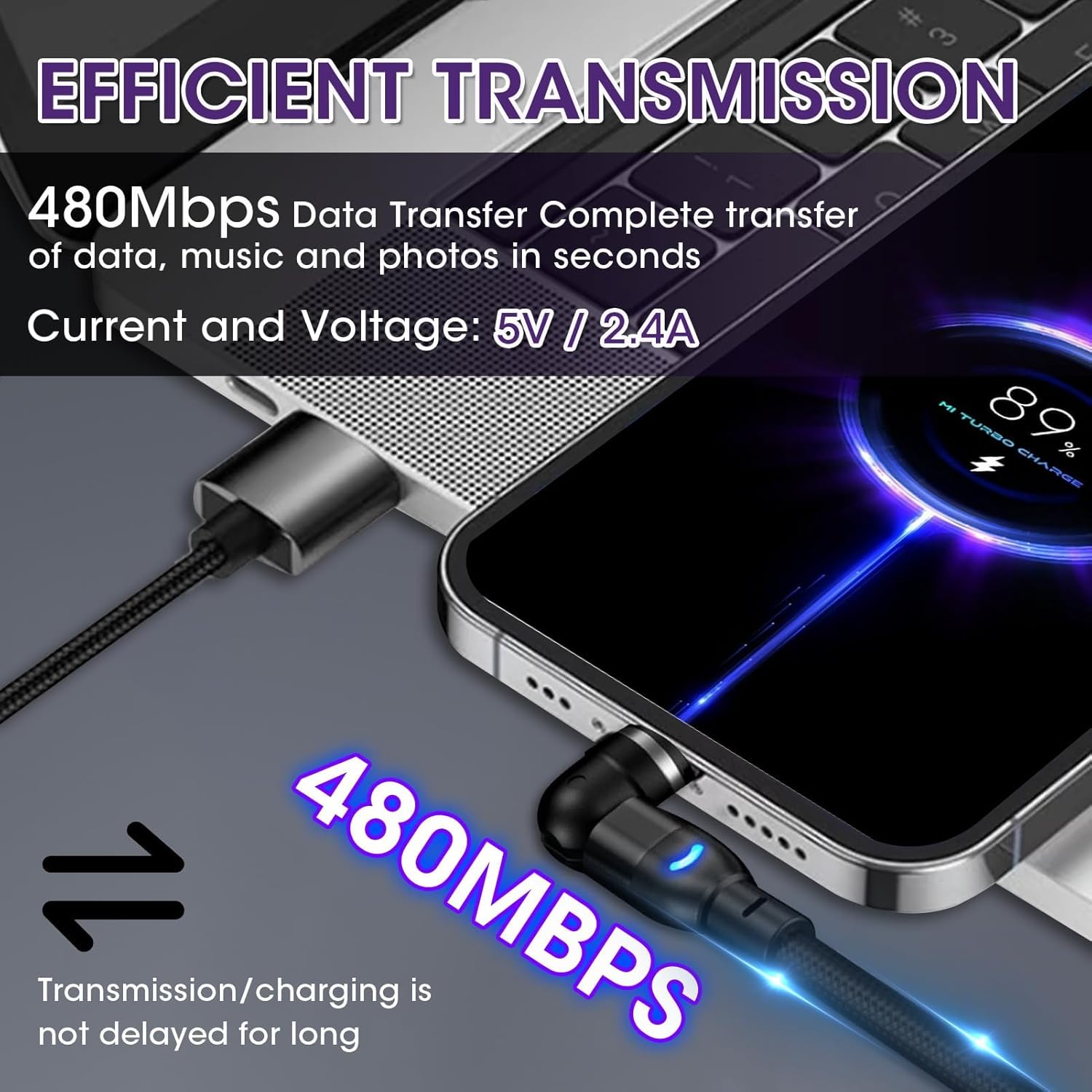 Thumbnail 4 de Qaum Magnetic Charging Cable 2PCS (2M+2M) – 3 in 1 Nylon Braided USB Cable