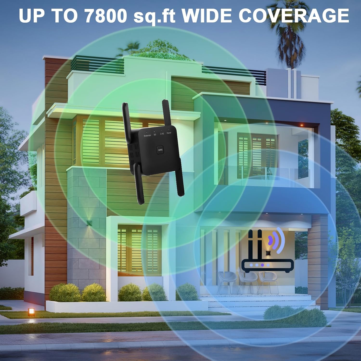 Thumbnail 3 de Aenxwa 2026 WLAN-Repeater 1200 Mbit/s Dualband mit 4 externen Antennen (Repeater/Router/AP) und LAN/WAN-Port