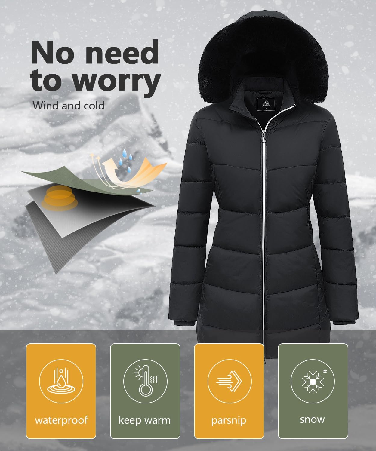 Detalle de MOERDENG Women's Winter Down Puffer Jacket