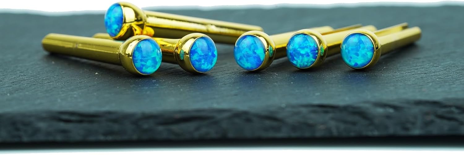 Detalle 2 de Guyker G-bridge-pin-002-GX012 Brass Guitar Bridge Pins, GX-012 Blue Glass, 6-Pack