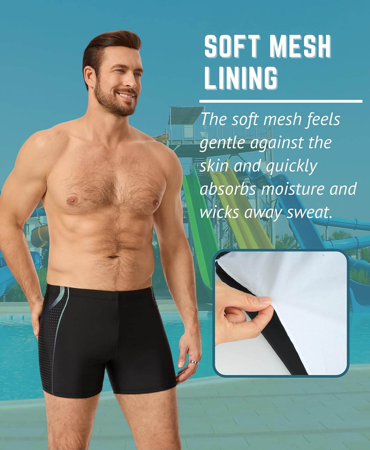 Detalle de WHCREAT Maillot de Bain Homme – Short de Bain à Cordon de Serrage et Séchage Rapide