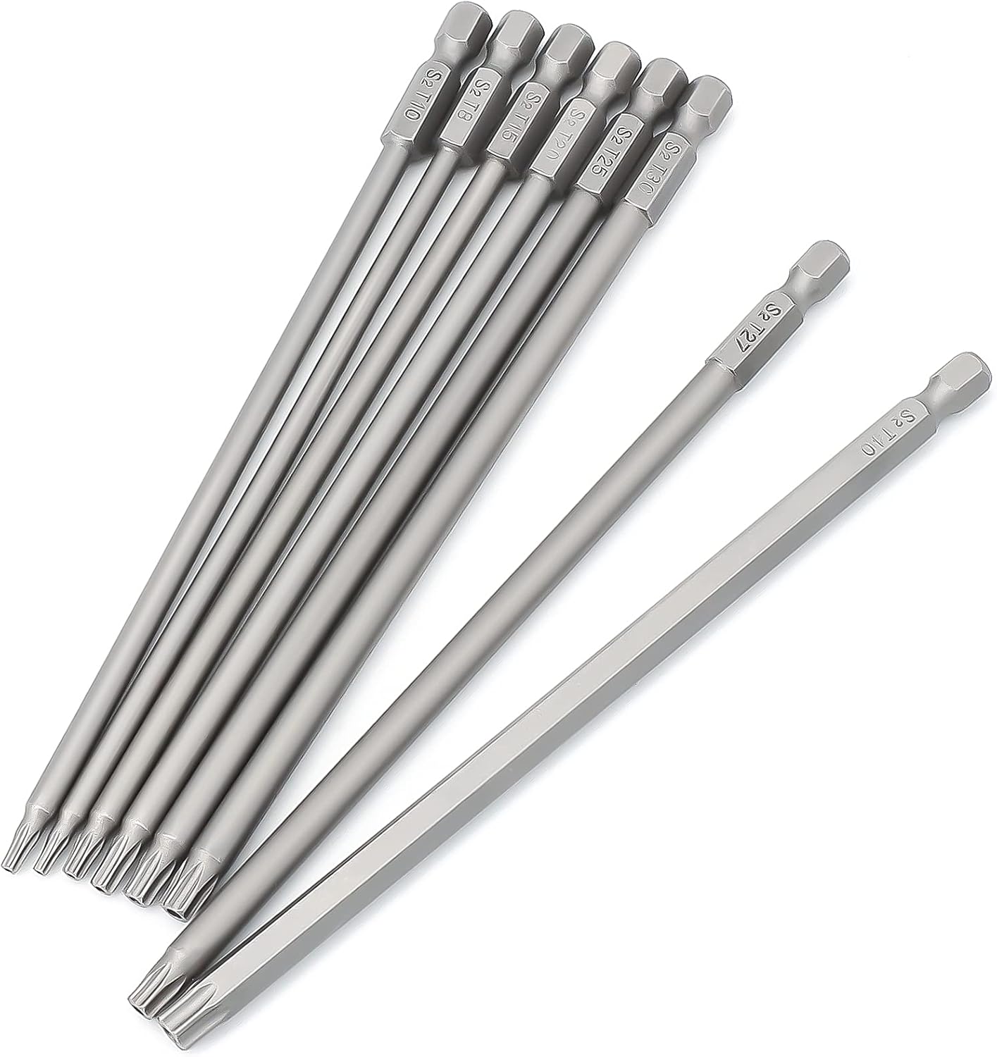8-teiliger Torx-Langbit-Satz (1/4") magnetisch – Sternkopf-Bits, 150 mm, T8 bis T40