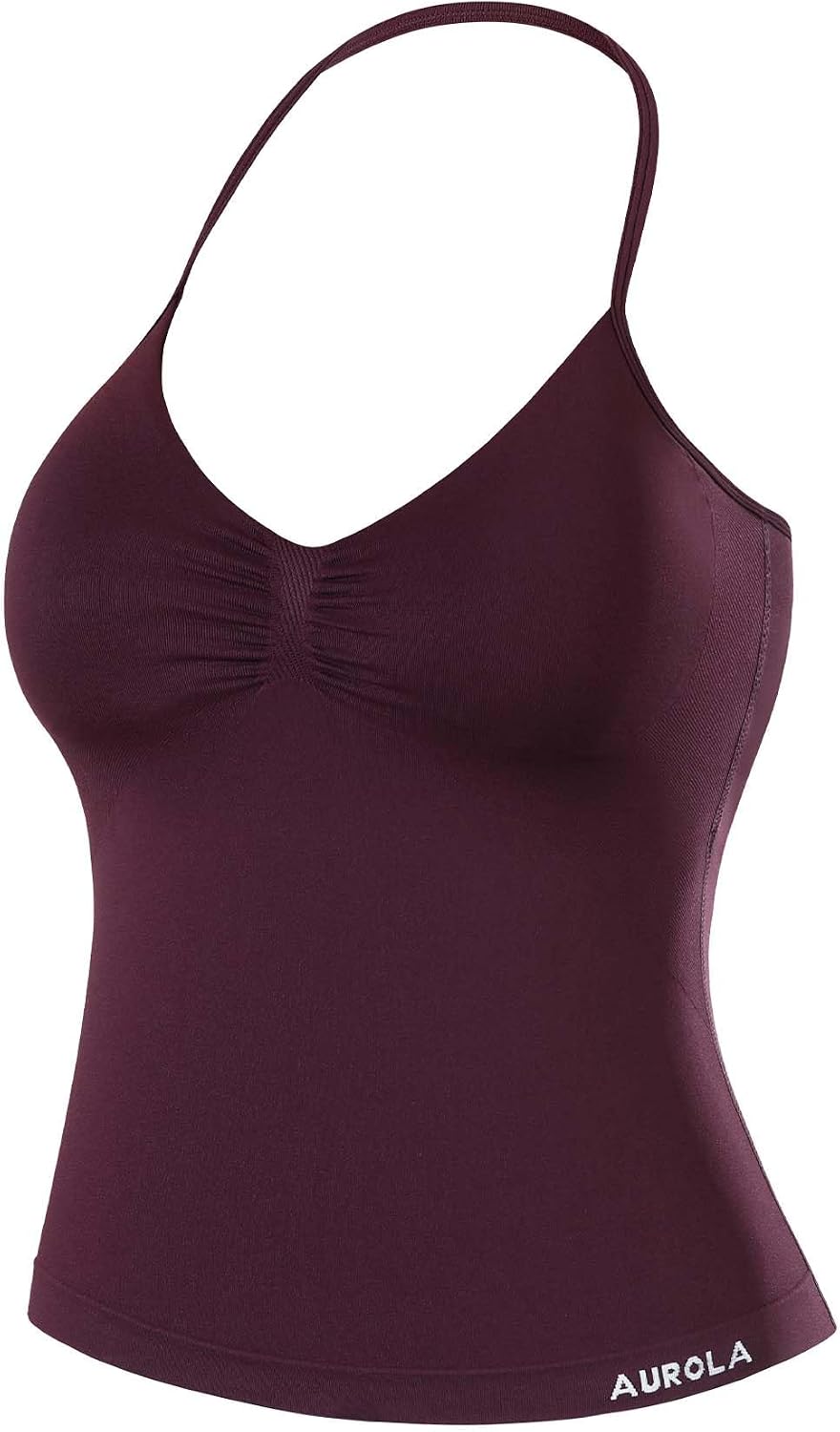 Detalle de AUROLA Influence Longline Strappy Workout Halter Top with Removable Cups