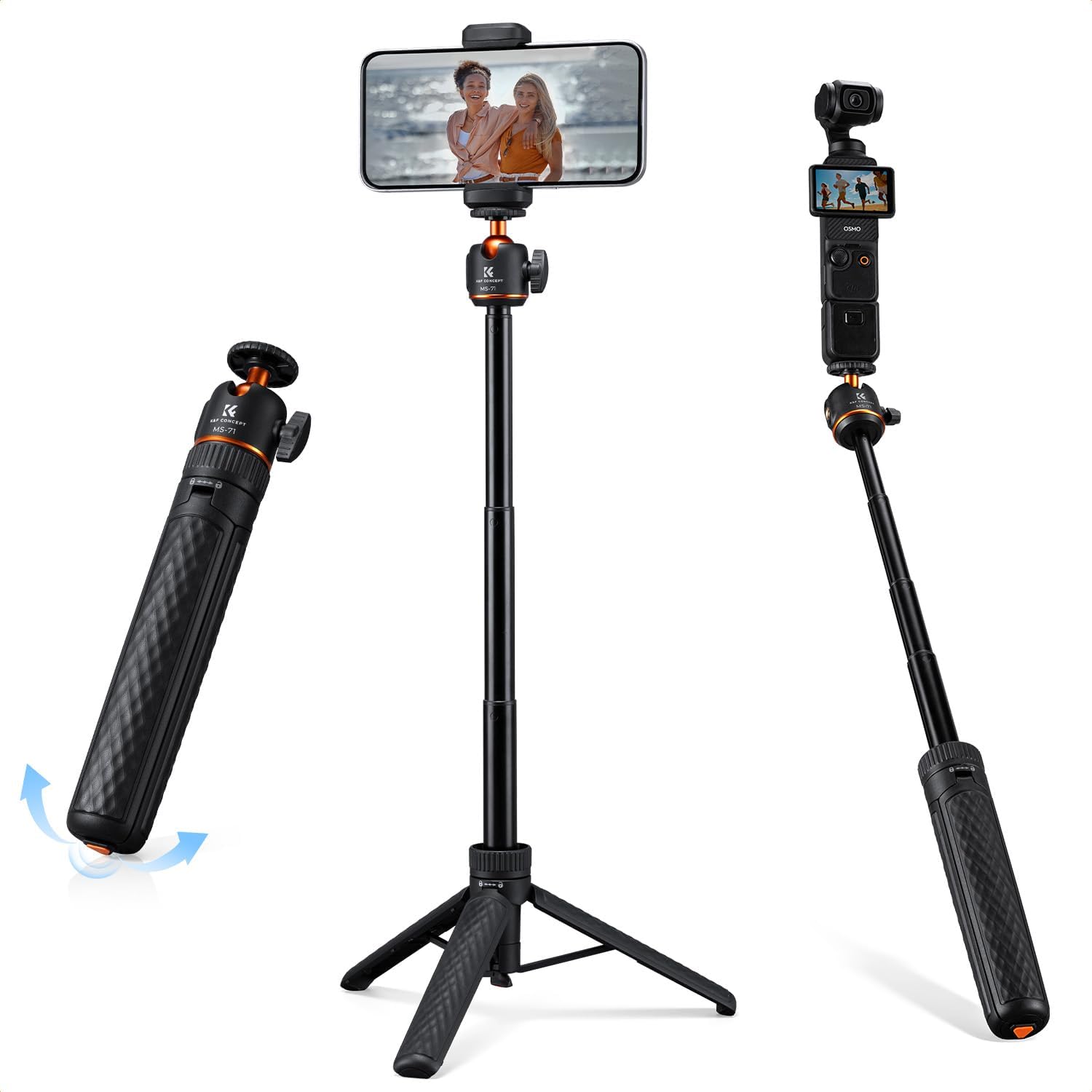 Imagen de K&F CONCEPT MS71 Auto-Pop Open Selfie Stick: 3-in-1 Mini Tripod for Phones and Action Cameras en OfertitasTOP
