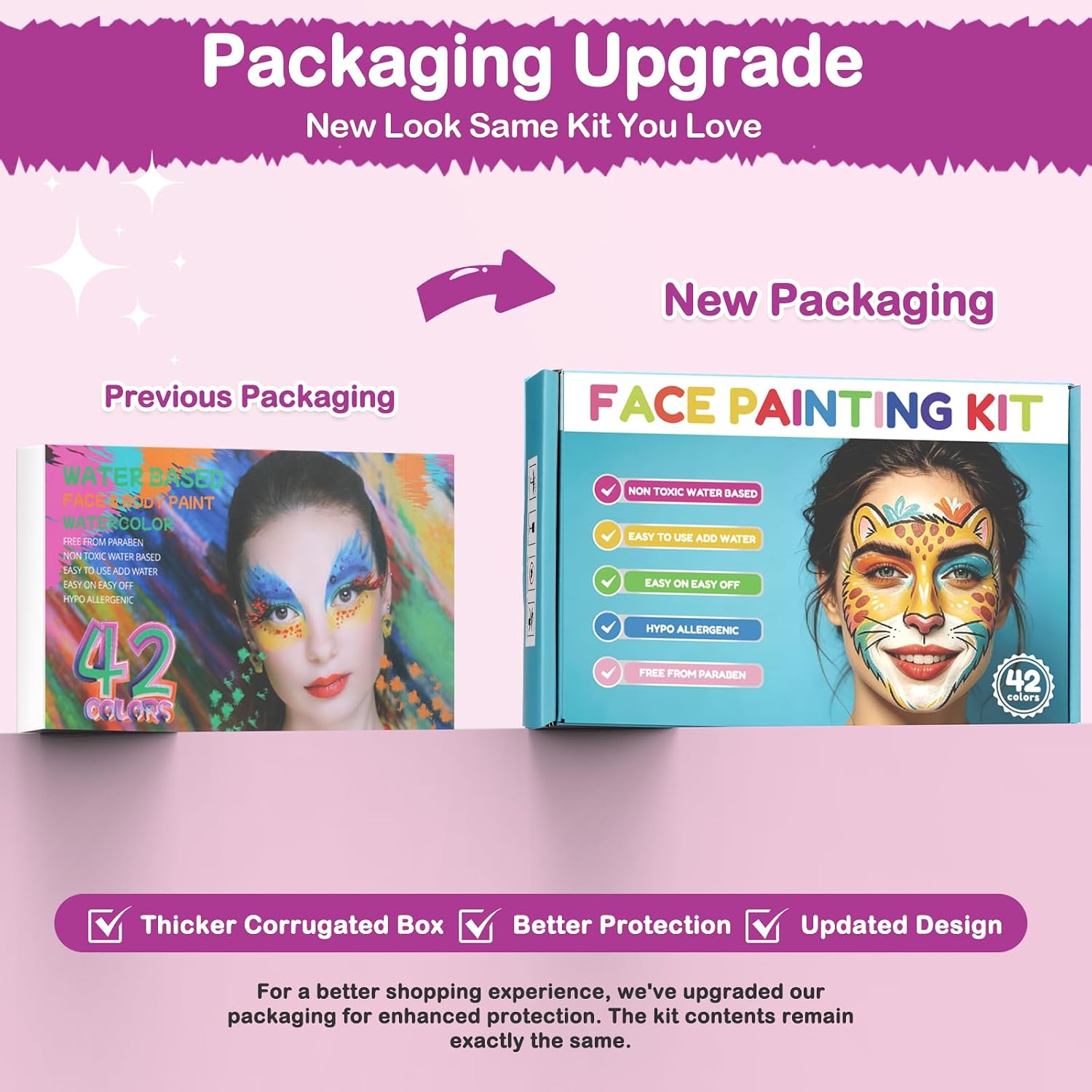 Detalle de Professionelles Face & Body Make-up Set TA645KIT – 42 wasserbasierte Farben, Pinsel & Zubehör