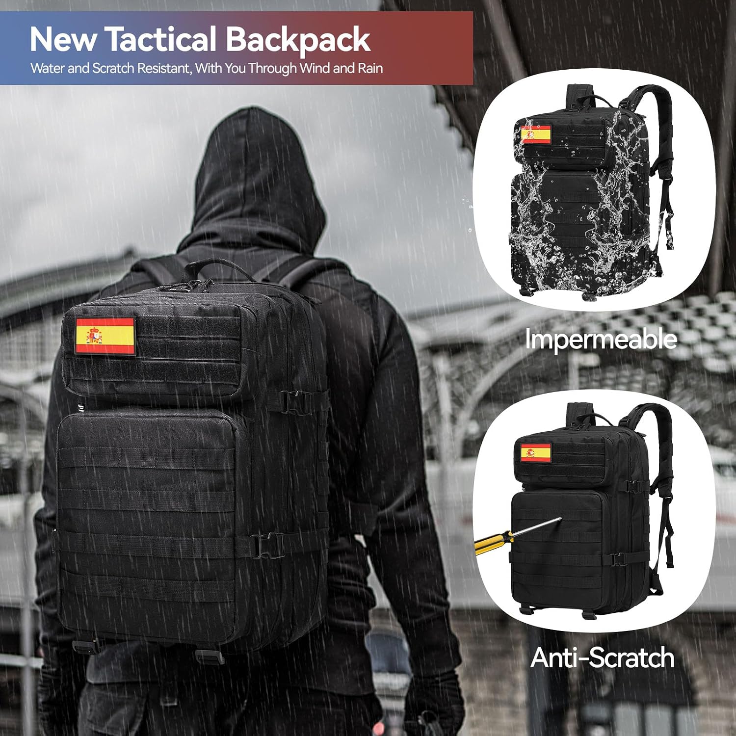 Thumbnail 3 de Delgeo Mochila Tactica 45L Militar,Gran Capacidad 45 * 30 * 20cm Mochila,Plegable Impermeable Mochila Para Montañismo,Senderismo,Camping y Viajes