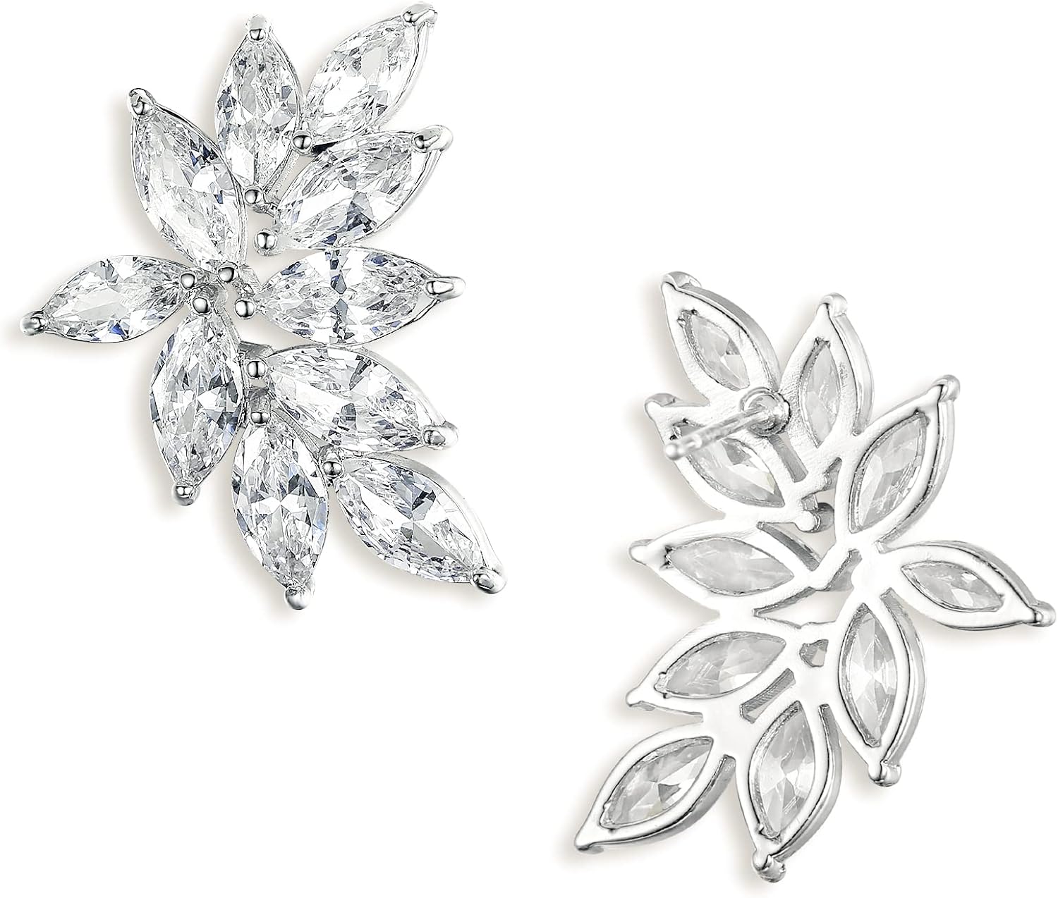 Thumbnail 3 de Clearine Boucles d’oreilles de mariée en zircone cubique marquise et laiton doré rose