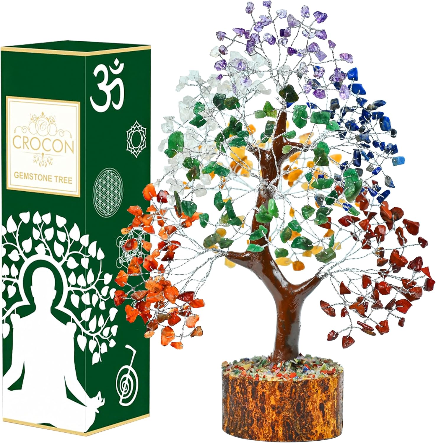 Detalle de Crocon Seven Chakra Gemstone Tree – Feng Shui-decoratie met zeven edelstenen
