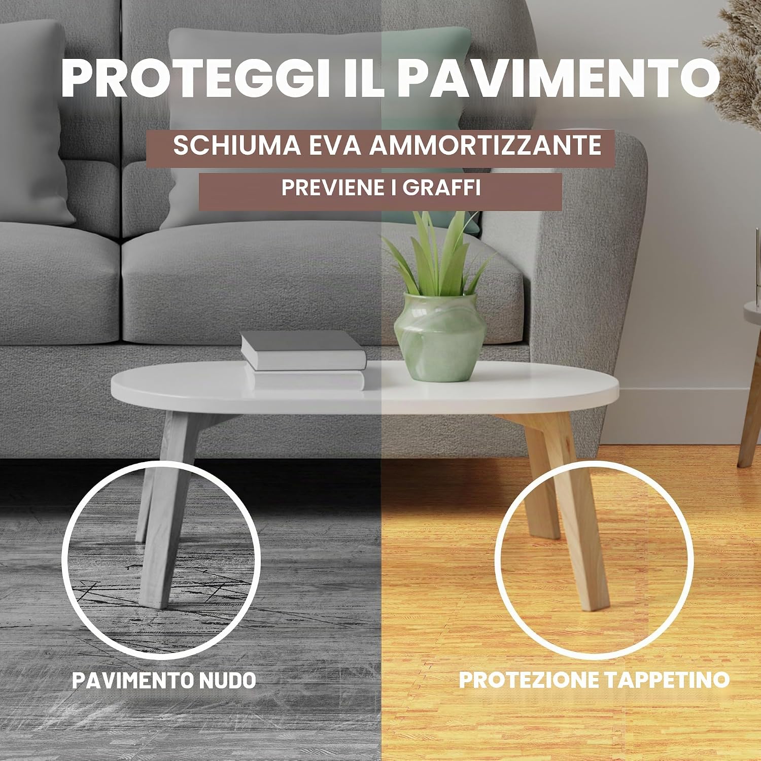 Detalle de Yes4All TDV8 Tappeto ad incastro 12SQFT, 1,1 m² – 12 piastrelle in EVA con effetto legno, incastro reversibile