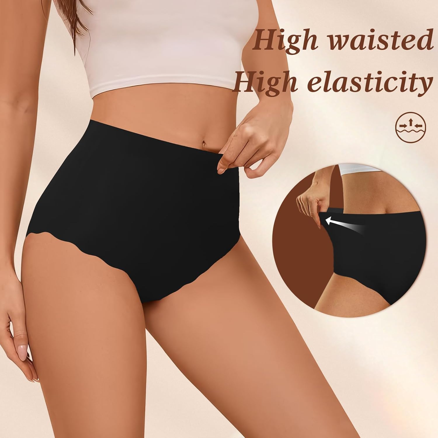 Detalle 2 de TDONE Seamless Knickers for Women (6-pack) – Breathable High Waisted No VPL Briefs