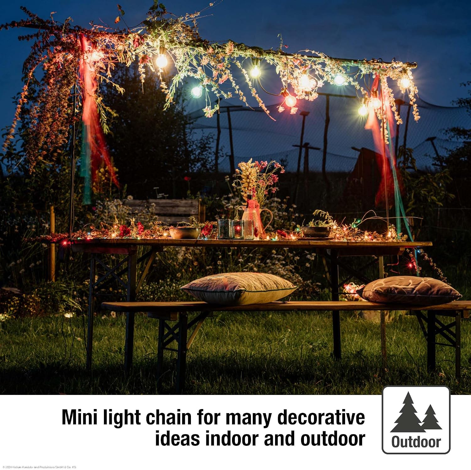Detalle de Hellum luci fiabesche blu da esterno, 80 LED con timer e spina esterna – 7,9 m