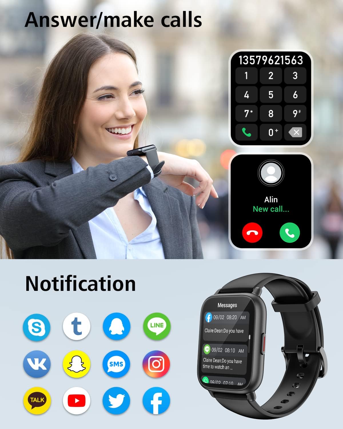 Detalle de RUIMEN Smart Watch 1.69" HD touchscreen
