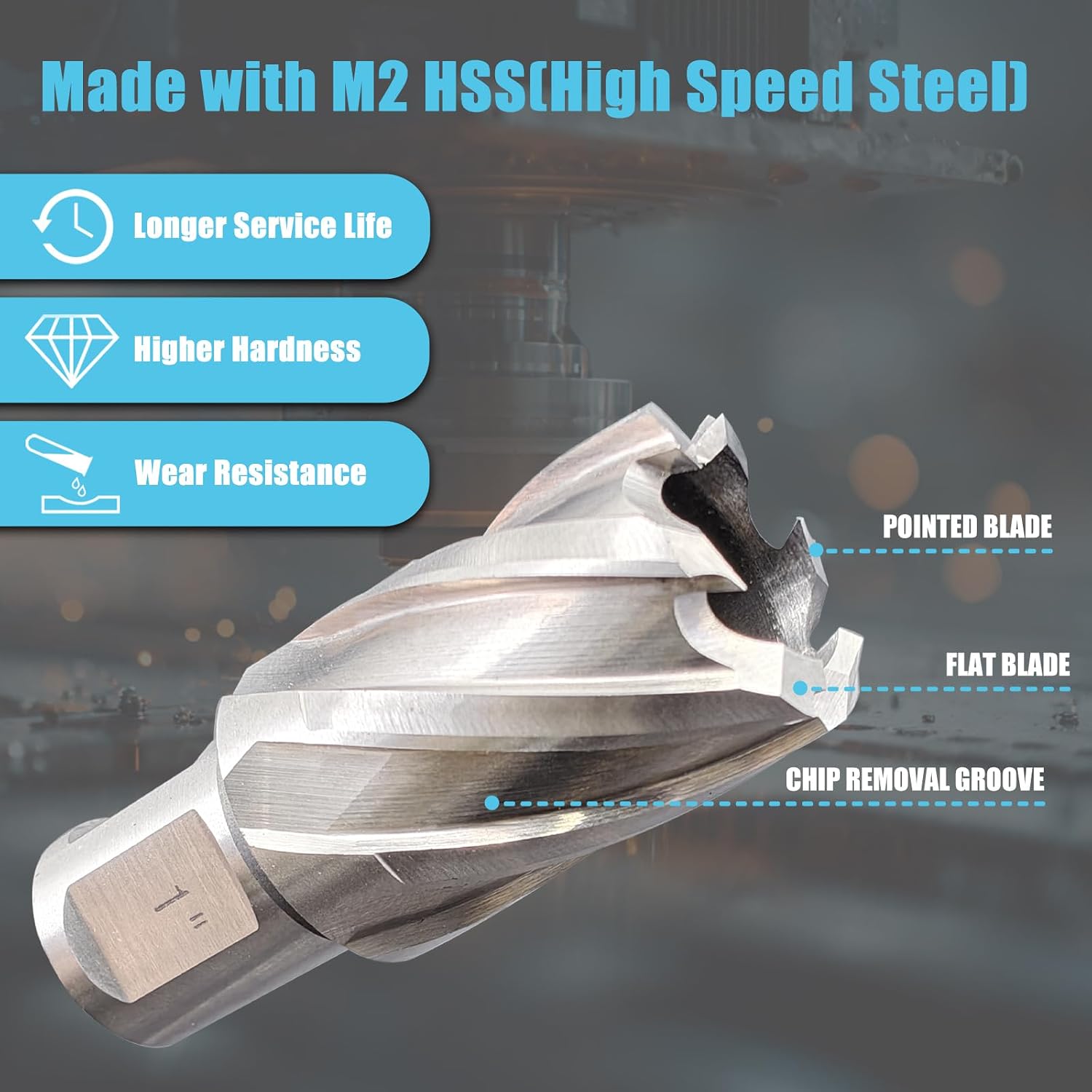 Detalle 2 de Tech Hyren M2 HSS Annular Cutter, 13/16-Inch, 1-Inch Depth, 3/4-Inch Weldon Shank