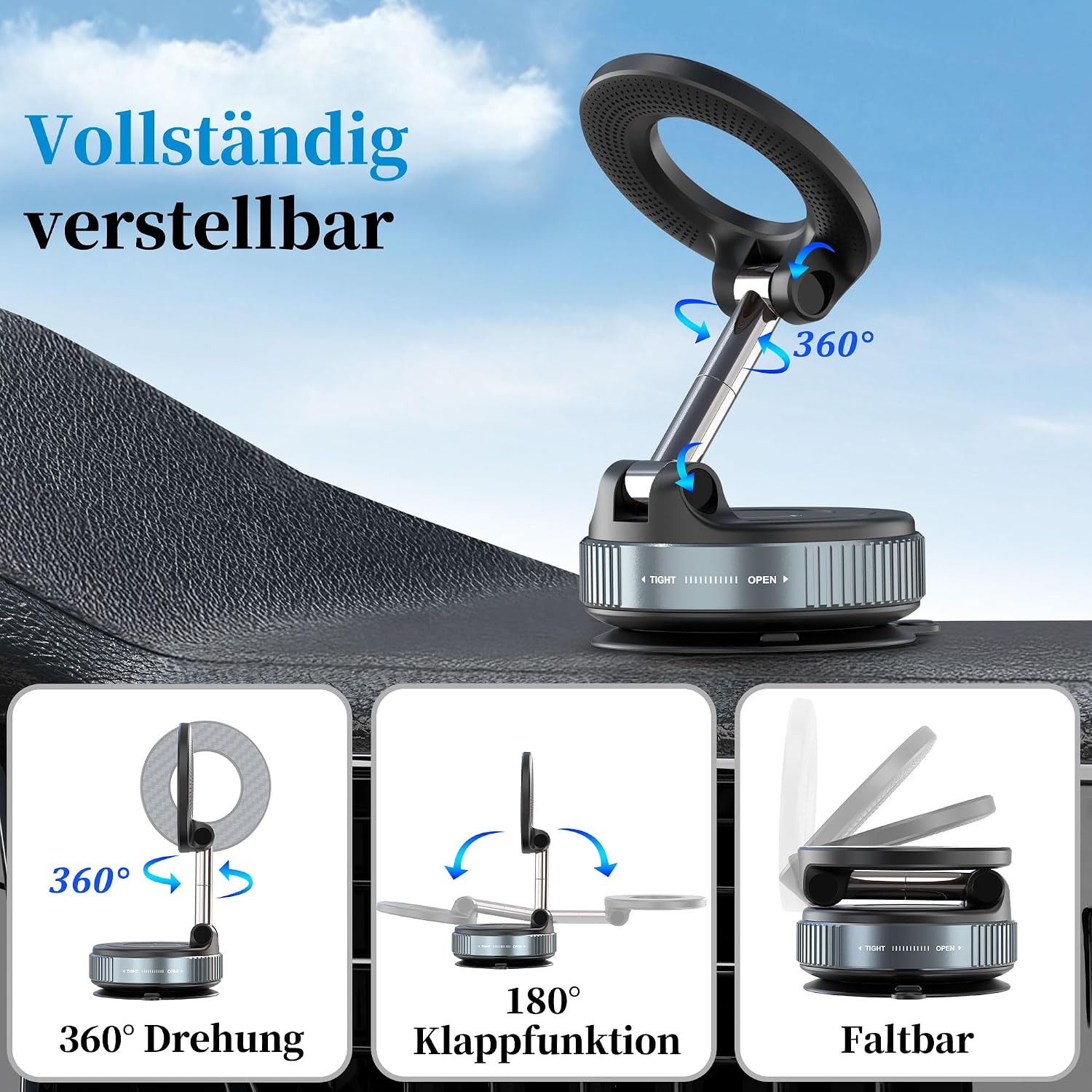 Detalle 1 de PlusAcc Magnet Handyhalterung 360° drehbar