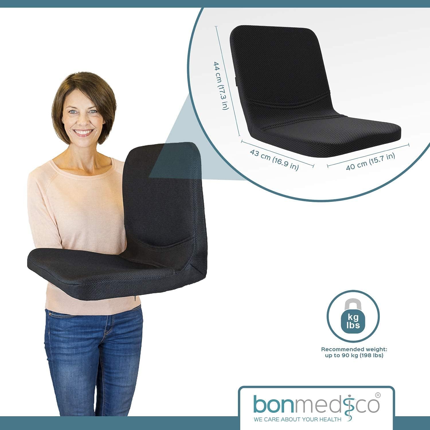 Thumbnail 3 de Bonmedico Cuscino Sedia Ufficio L: Supporto lombare in memory foam, versatility e comfort per sedute prolungate