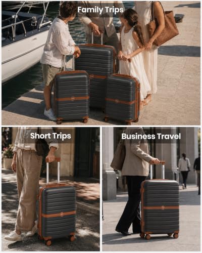 Detalle de Kono Large Hard Shell Suitcase: 28-Inch ABS+PC Check-In Luggage in Black