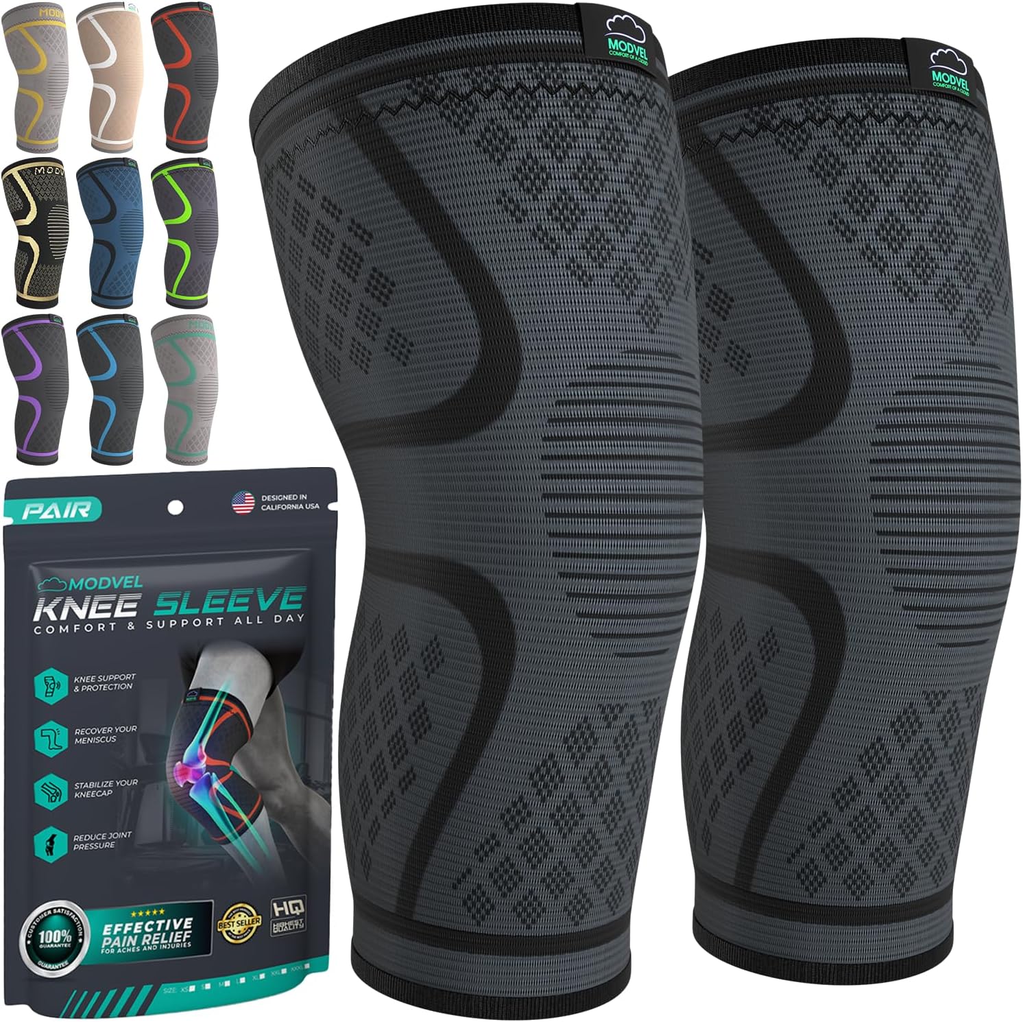 Detalle de Modvel Knee Compression Sleeve 2-pack for Running ๐โ