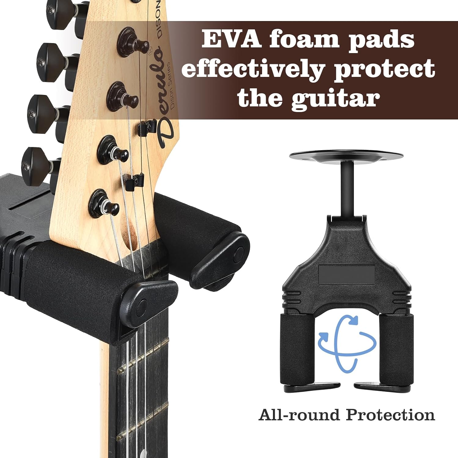 Detalle 2 de OTraki Colgador de Guitarra para Pared con Bloqueo Automático | Soporte duradero para Guitarra, Bajo, Mandolina y Violín