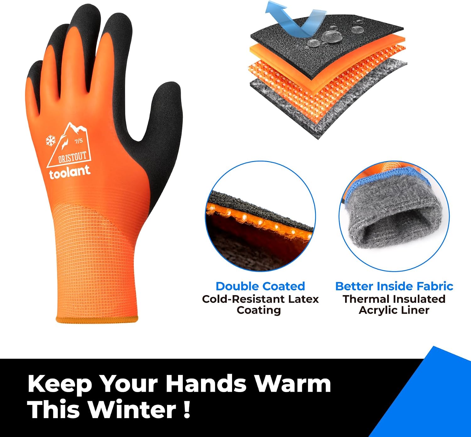 Detalle 2 de Waterproof Winter Work Gloves touchscreen 1 pair
