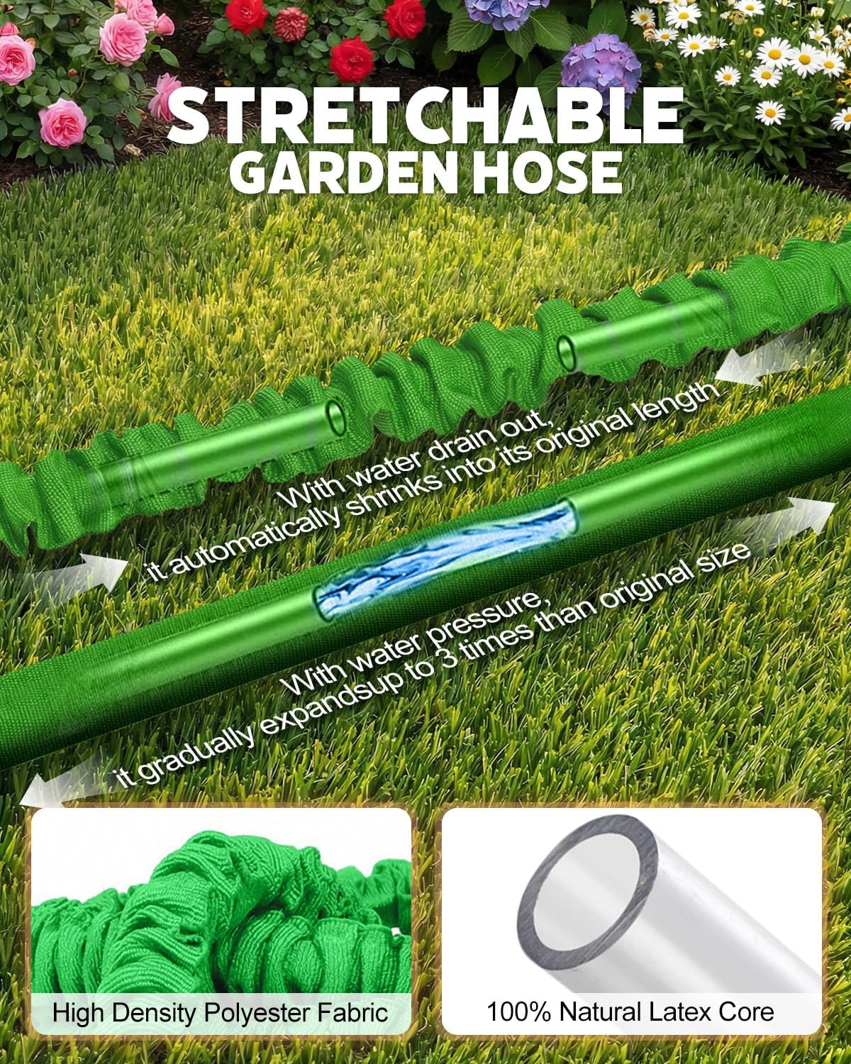 Thumbnail 3 de 30M Expandable Water Hose 100FT: Lightweight, Flexible Garden Hose with 8 Spray Functions