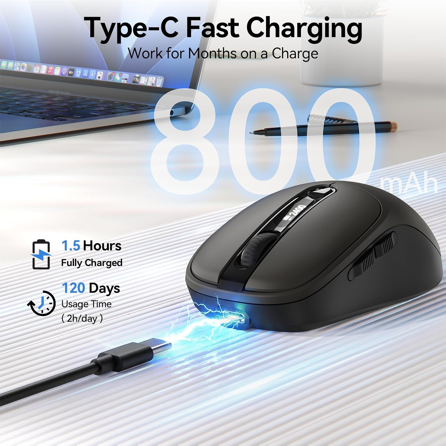 Detalle de TECKNET wireless mouse 800mAh