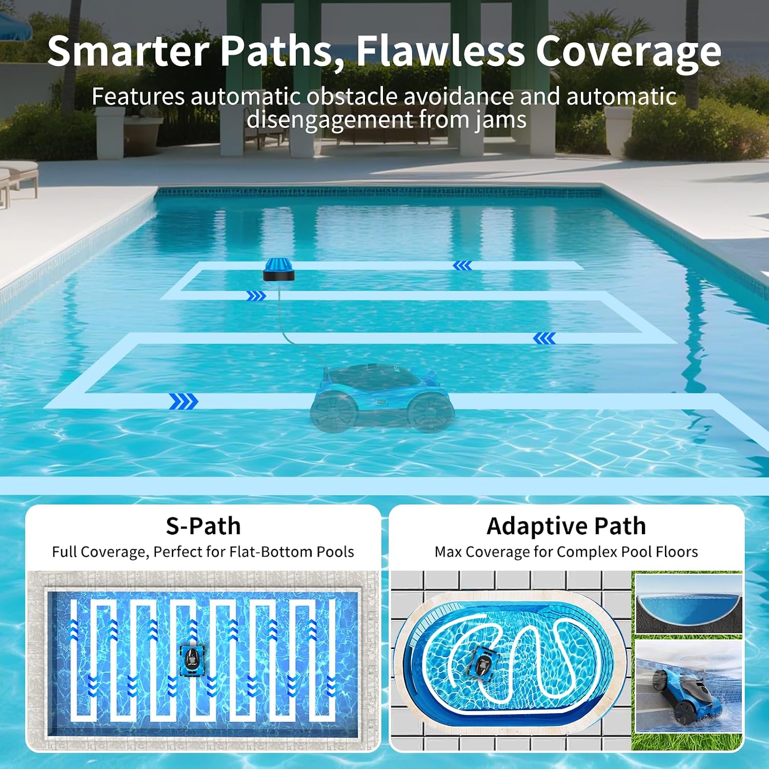 Thumbnail 3 de MT-VIKI H8 Cordless Robotic Pool Vacuum – 4WD, 300W Suction, Up to 8h Runtime