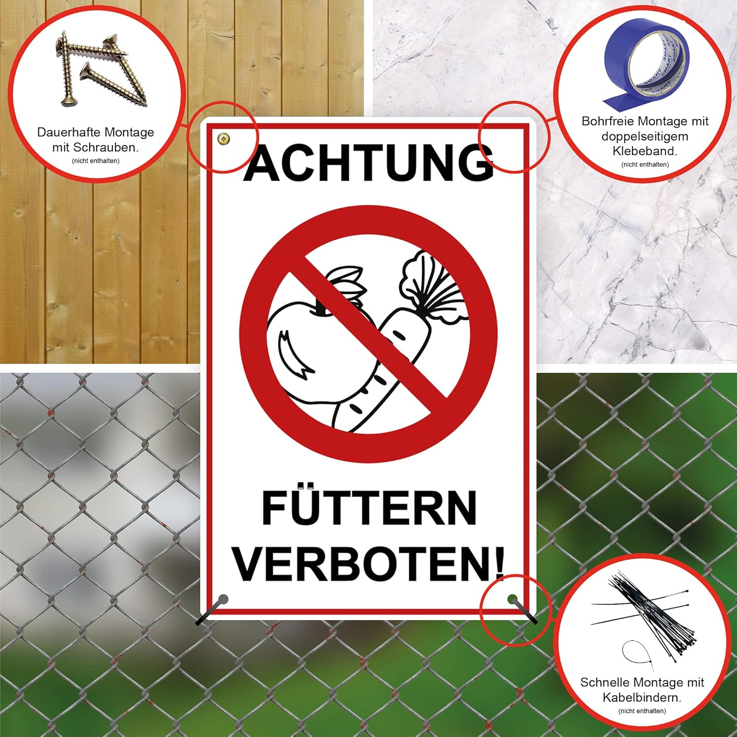 Thumbnail 2 de STROBO Hinweisschild 2 Stück – Achtung füttern verboten! 20x30 cm, UV-beständig, wetterfest