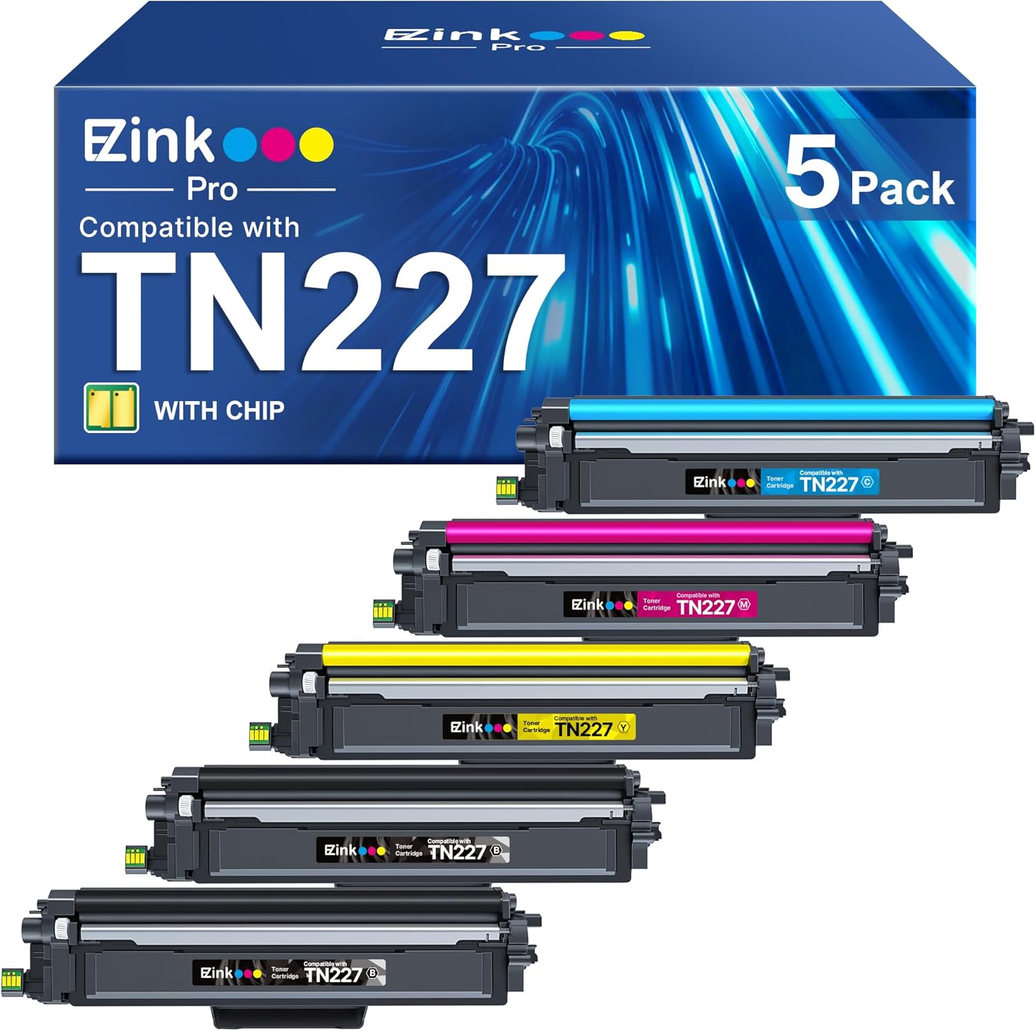 Detalle de E-Z Ink Pro TN227 TN223 Compatible Toner Cartridge 5-Pack for Brother