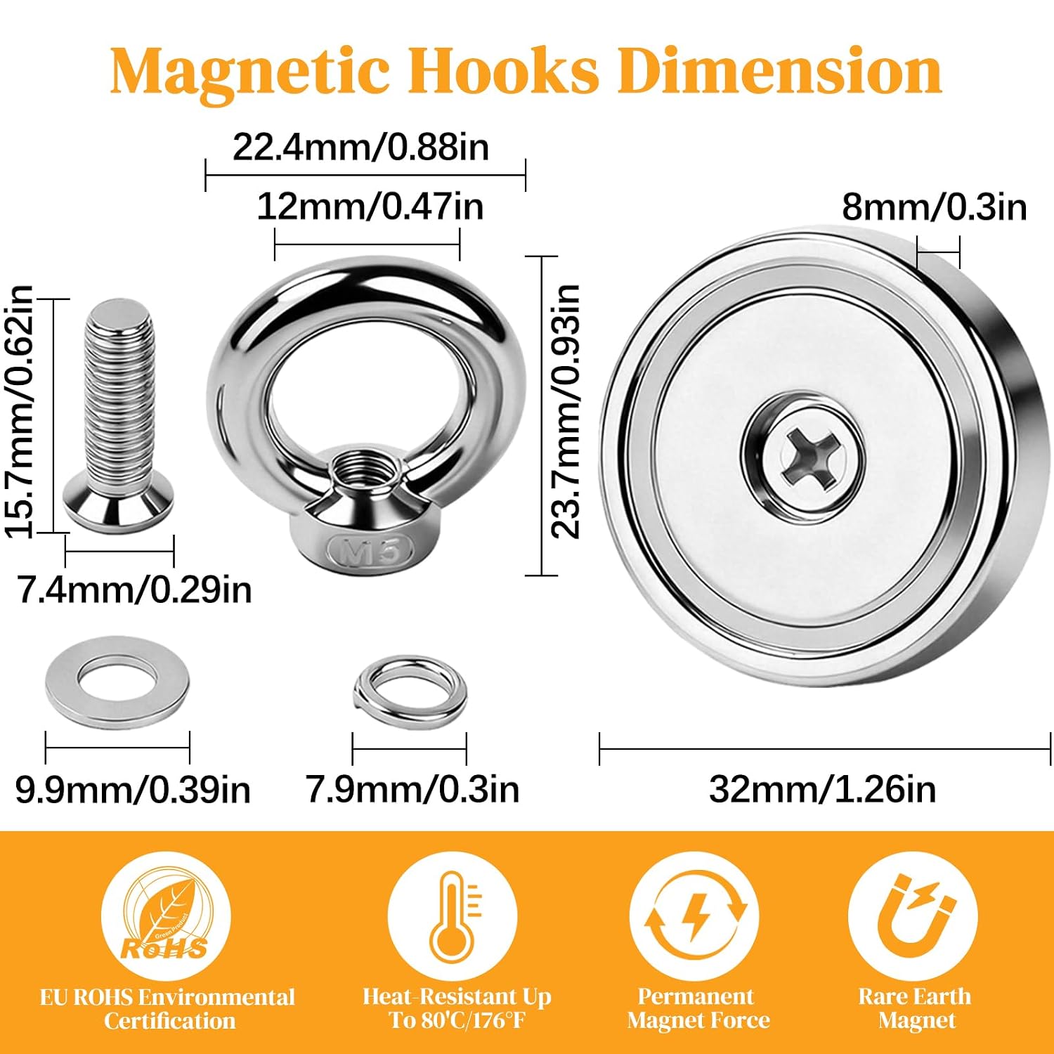 Detalle 2 de MIN CI 32mm Magnet 45KG stark