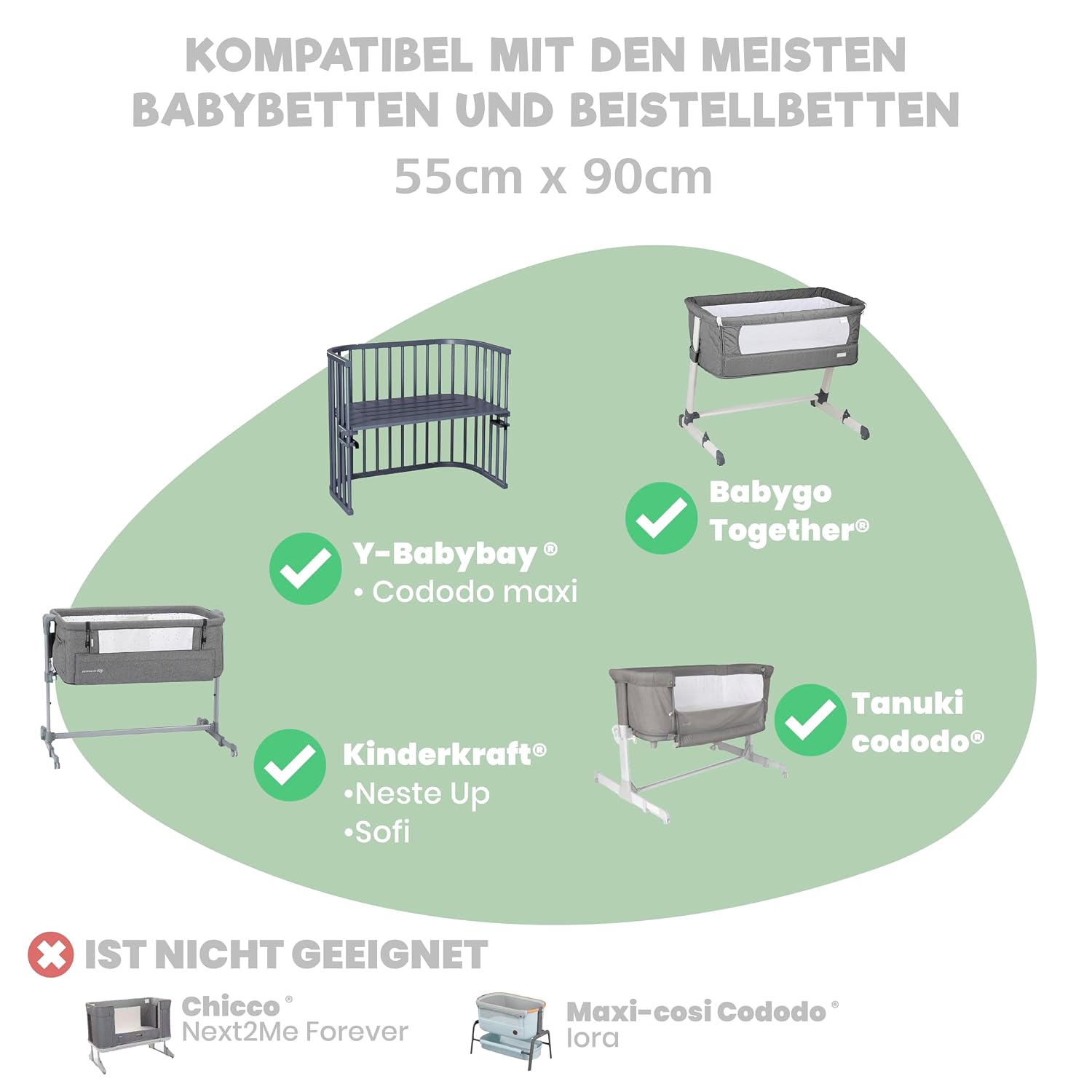 Detalle de 2x Spannbettlaken aus 100% Baumwolle + 1x Matratzenschoner 100% wasserdicht – 55x90 cm, 3er‑Set (Zitrone)