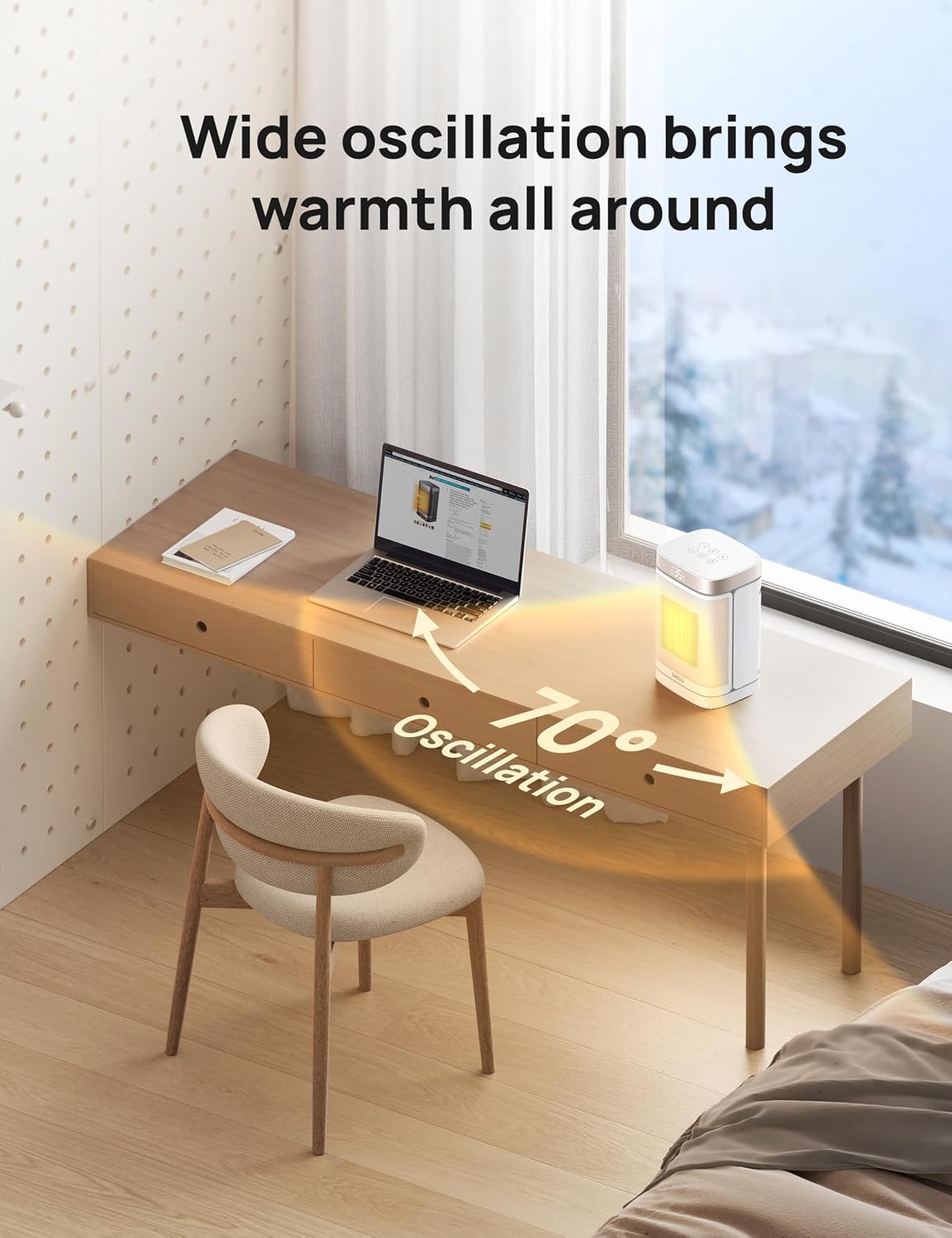 Detalle 2 de DREO Atom One DR-HSH004-G Ceramic Space Heater, 1500 W, 70° Oscillation