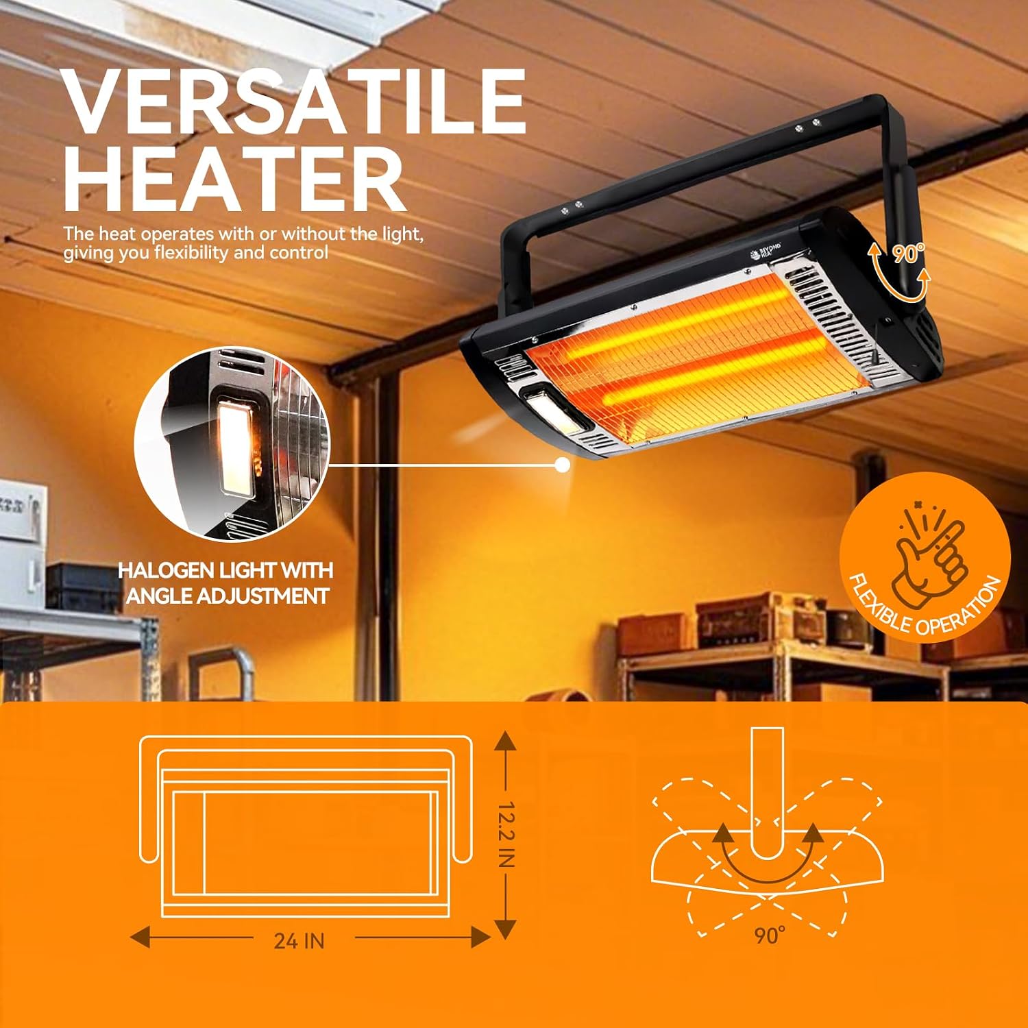 Detalle 1 de BEYOND HEAT UHQTV5M Ceiling-Mount Garage Heaters, 2-Pack, 750W/1500W
