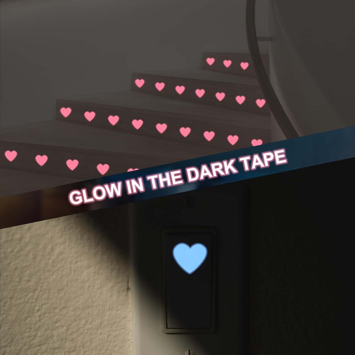 Detalle 2 de PATIKIL 84 Pcs Glow in the Dark Heart Stickers – Blue PET wall and ceiling decals