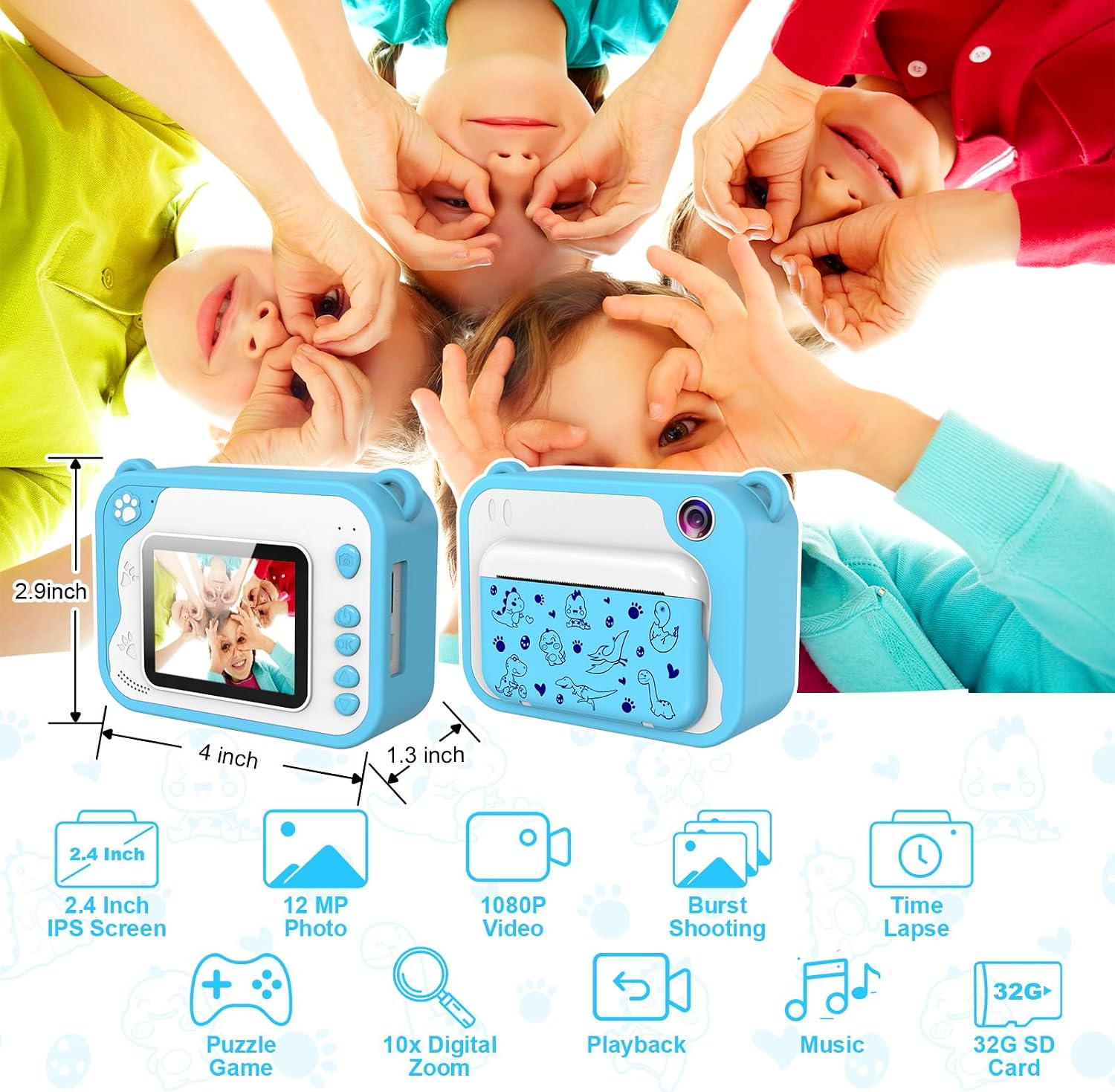Detalle 2 de KinderKamera Sofortbildkamera 1080P mit 32 GB
