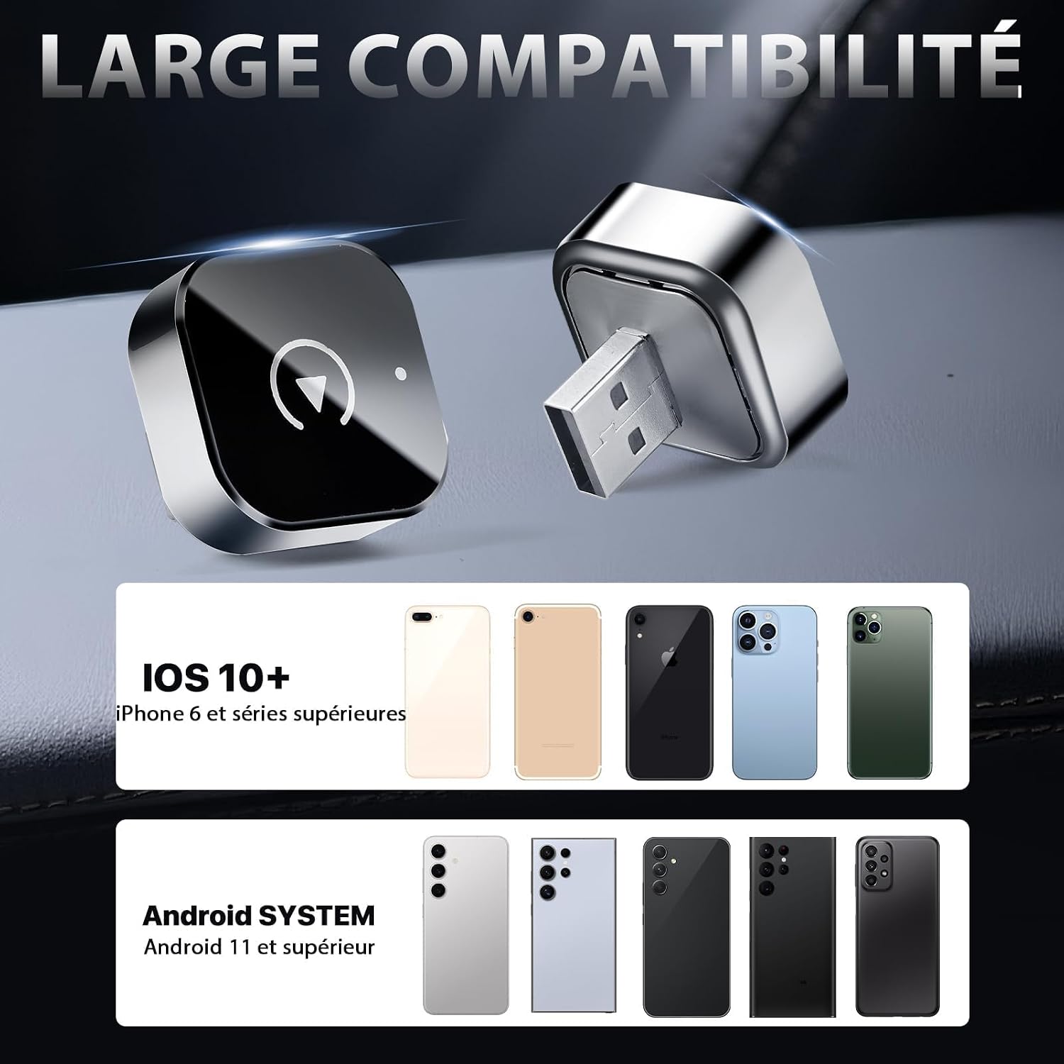 Thumbnail 5 de AINIFREE Adaptateur CarPlay sans Fil 2 en 1: Musique, Cartographie et Connexion sans Cable