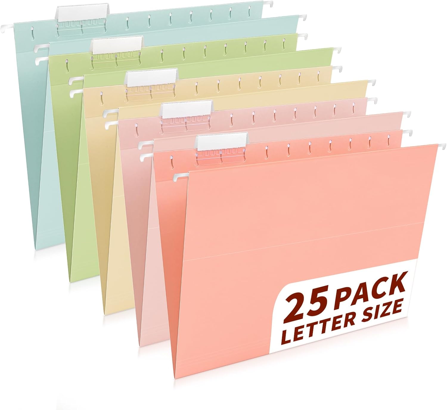 Detalle de Jowaia XGWJJ Hanging File Folders, Letter Size, Pastel, 1/5-Cut Tabs, 25-Pack