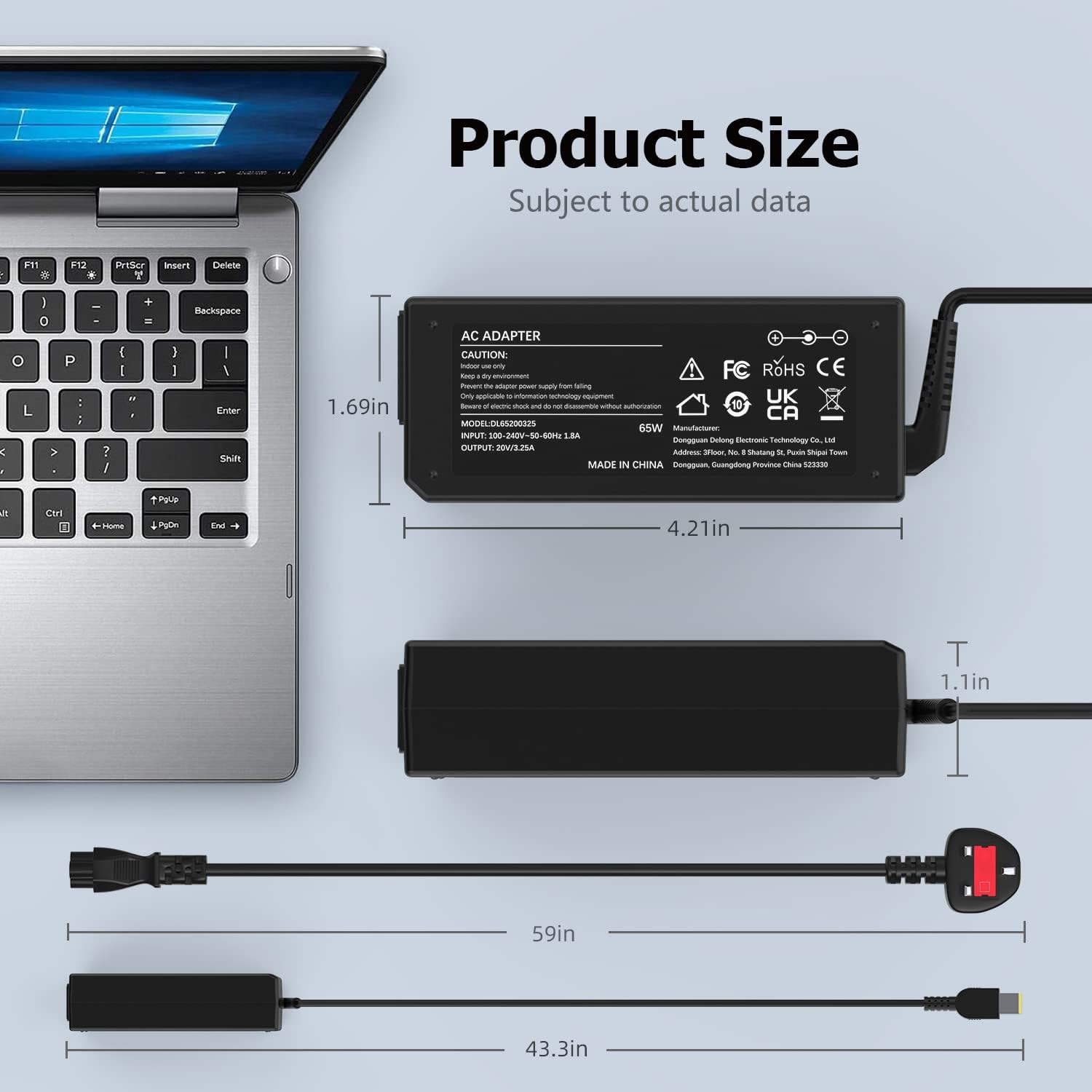 Thumbnail 6 de VUOHOEG 65W Yellow USB Laptop Charger (Compatible with Lenovo ThinkPad T Series, X Series, Z Series & more)