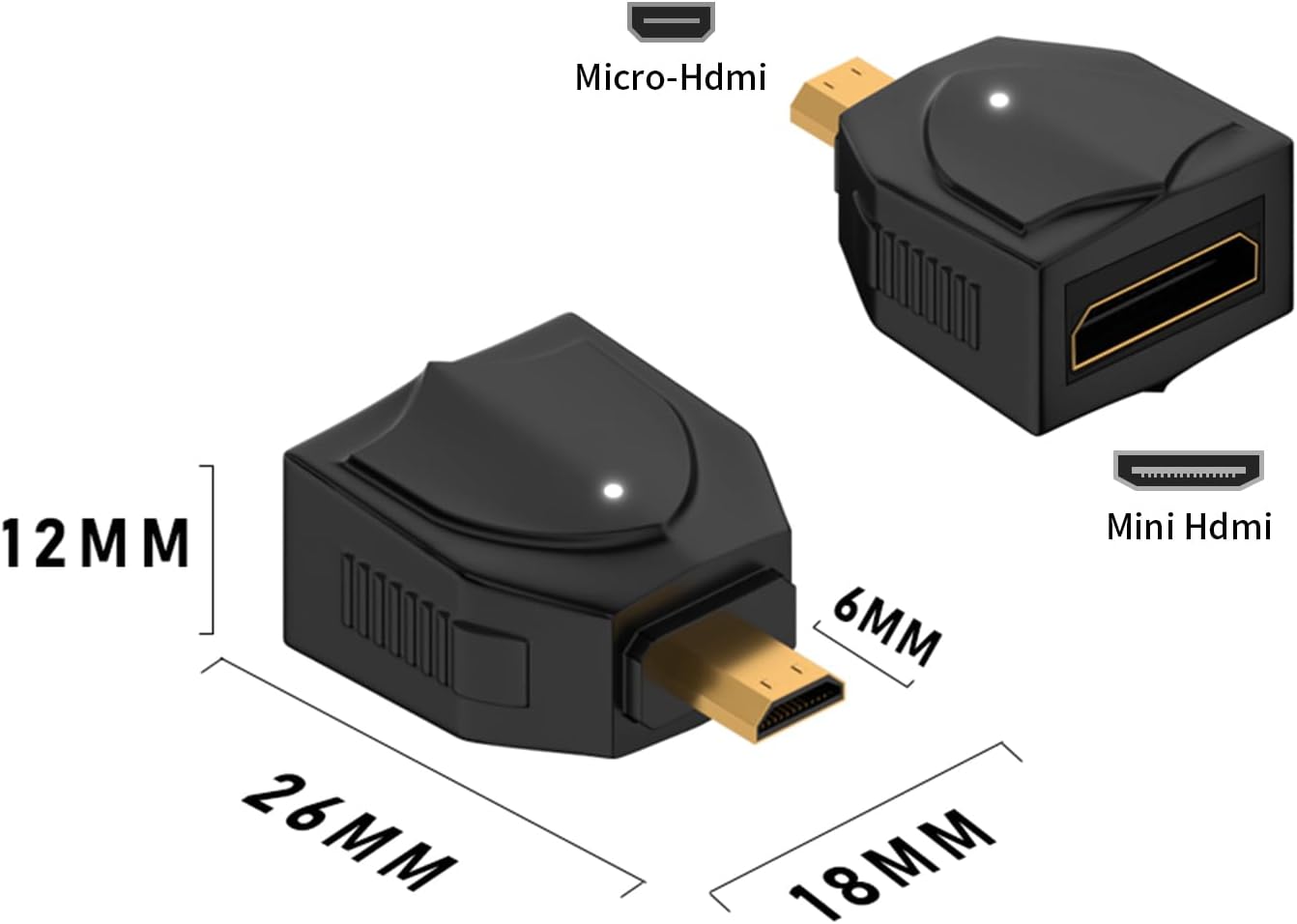 Detalle 2 de Duttek 8K Micro-HDMI (Stecker) auf Mini-HDMI (Buchse) Adapter, 2er-Set (48 Gbit/s, 2.1)