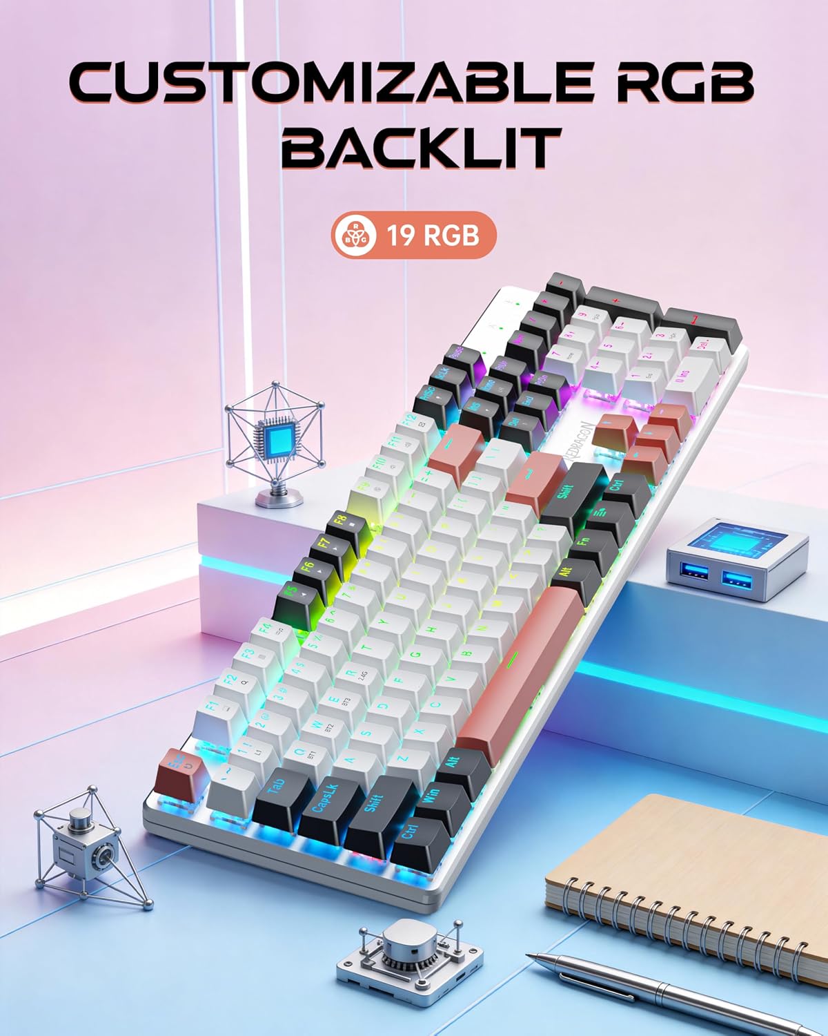 Thumbnail 2 de Redragon K671WBR-KS gaming keyboard, 3-mode