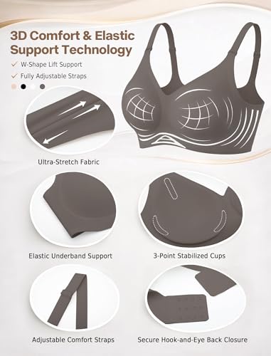 Detalle de EIISSION Sujetador sin aros Mujer | Reductor push up con relleno cómodo y cobertura total