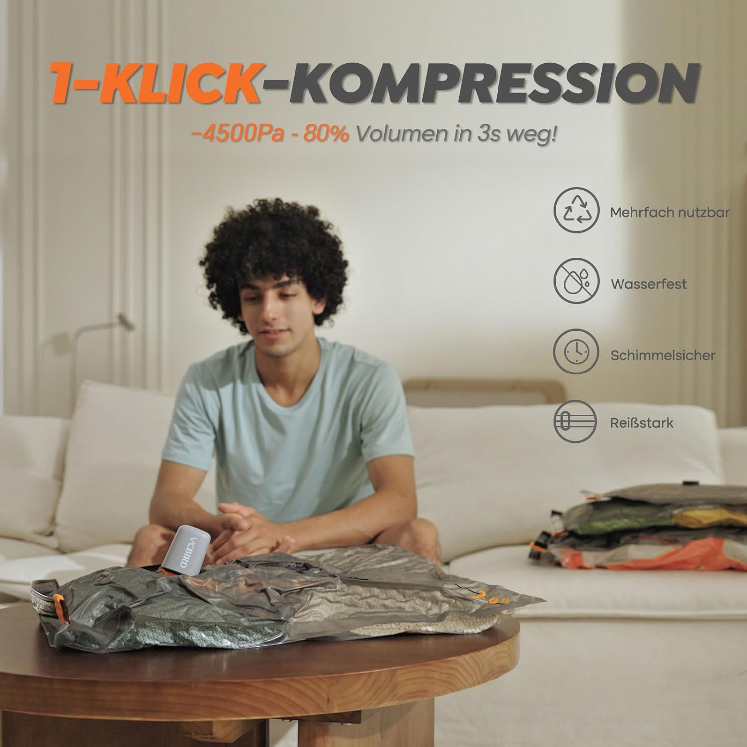 Thumbnail 4 de Vacbird Vakuumbeutel Kleidung mit Kabellose Pumpe 15 Stück