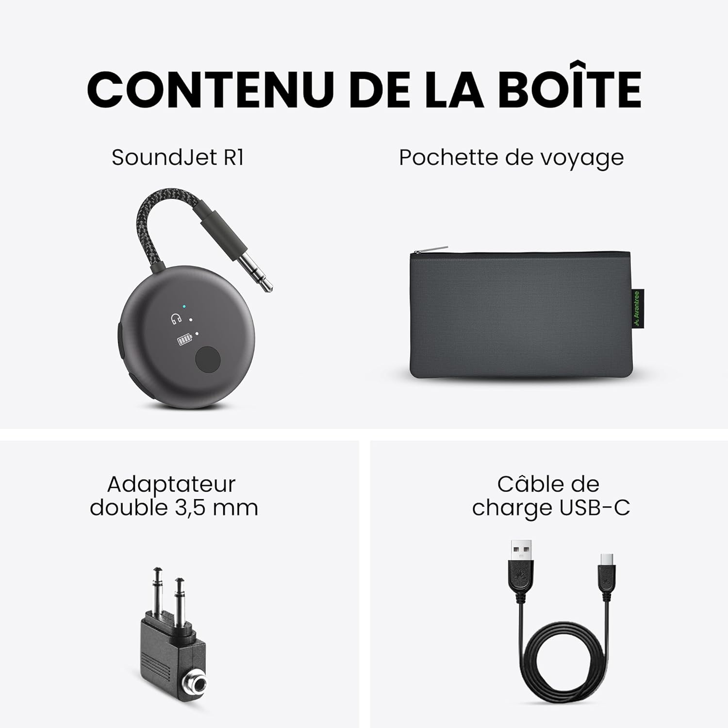 Thumbnail 6 de Avantree SoundJet R1 – Transmetteur Bluetooth pour avion avec AirPods et écouteurs, aptX Adaptive, 25 h, USB-C – Noir métallisé