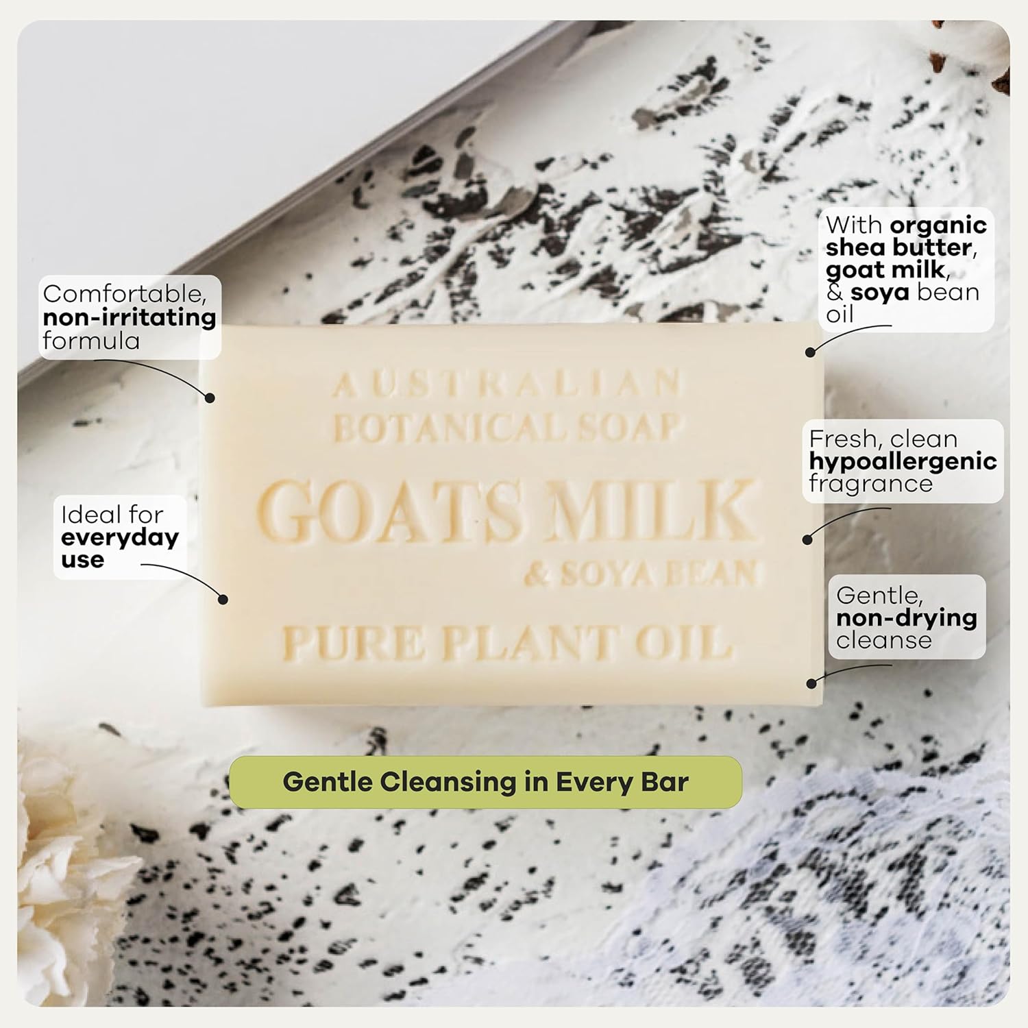 Thumbnail 5 de Australian Botanical Goat Milk Soap Bars (6.6 oz) — Pack of 8 with Shea Butter & Soya Bean Oil