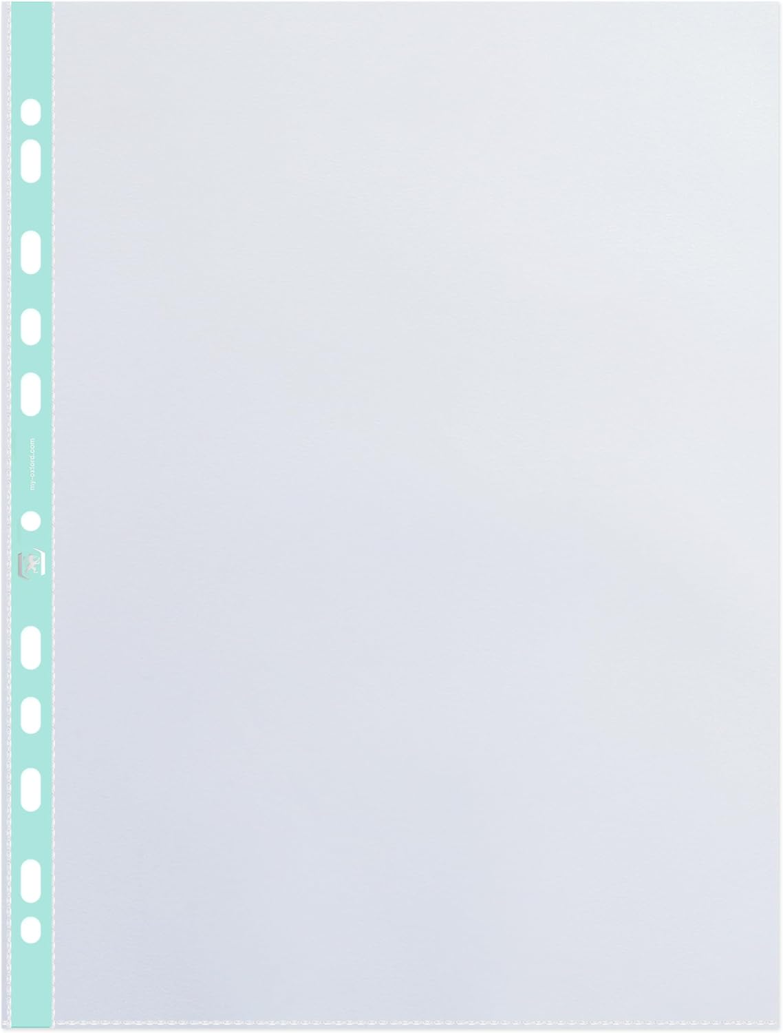Detalle de Oxford 60 Pochettes Plastiques A4 Perforées Lisses – 5/100e, pastel assortis, perforations 11 trous, fabriqué en France