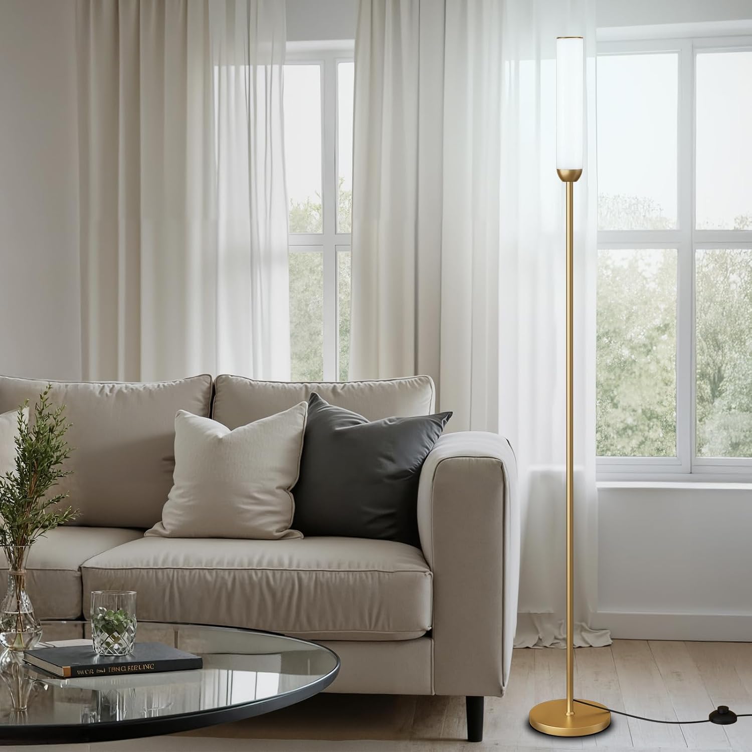 Detalle de Ambimall LED Floor Lamp, Gold