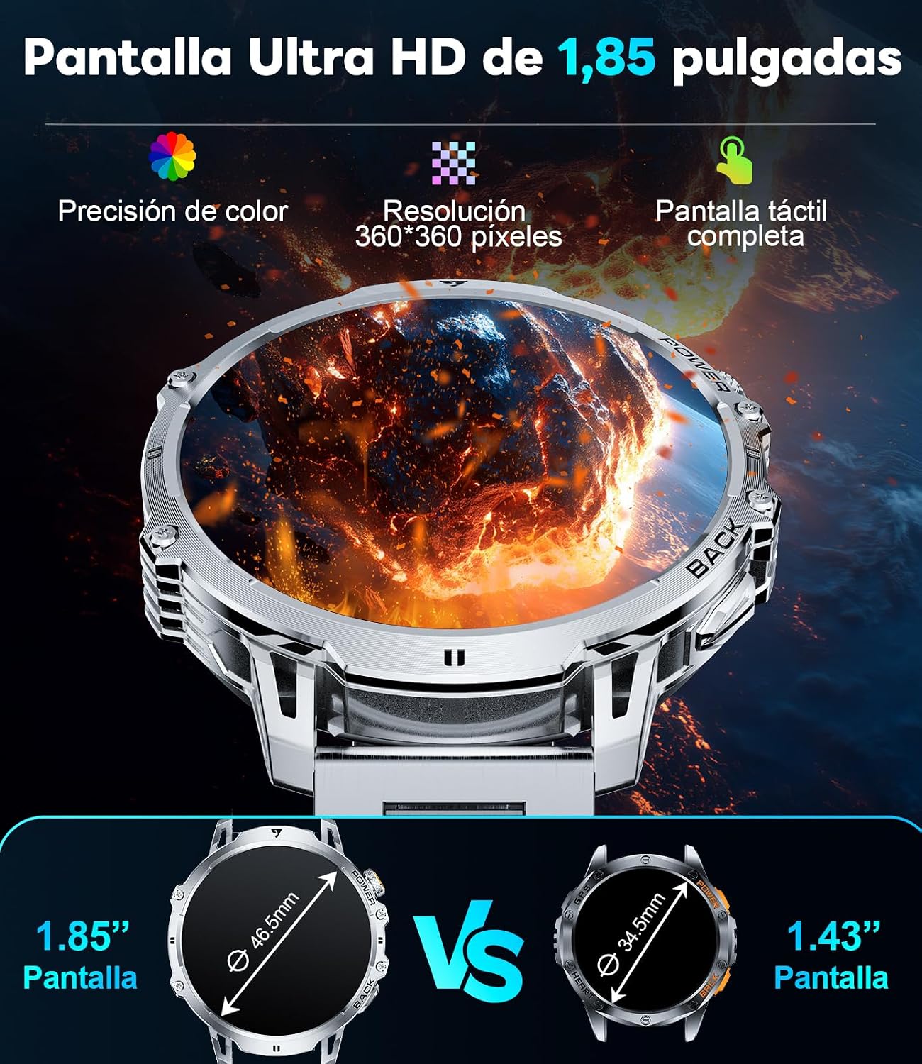 Detalle de LIGE Smartwatch Uomo EF13: 1,85'', 110+ modalità sportive e batteria da 1000 mAh